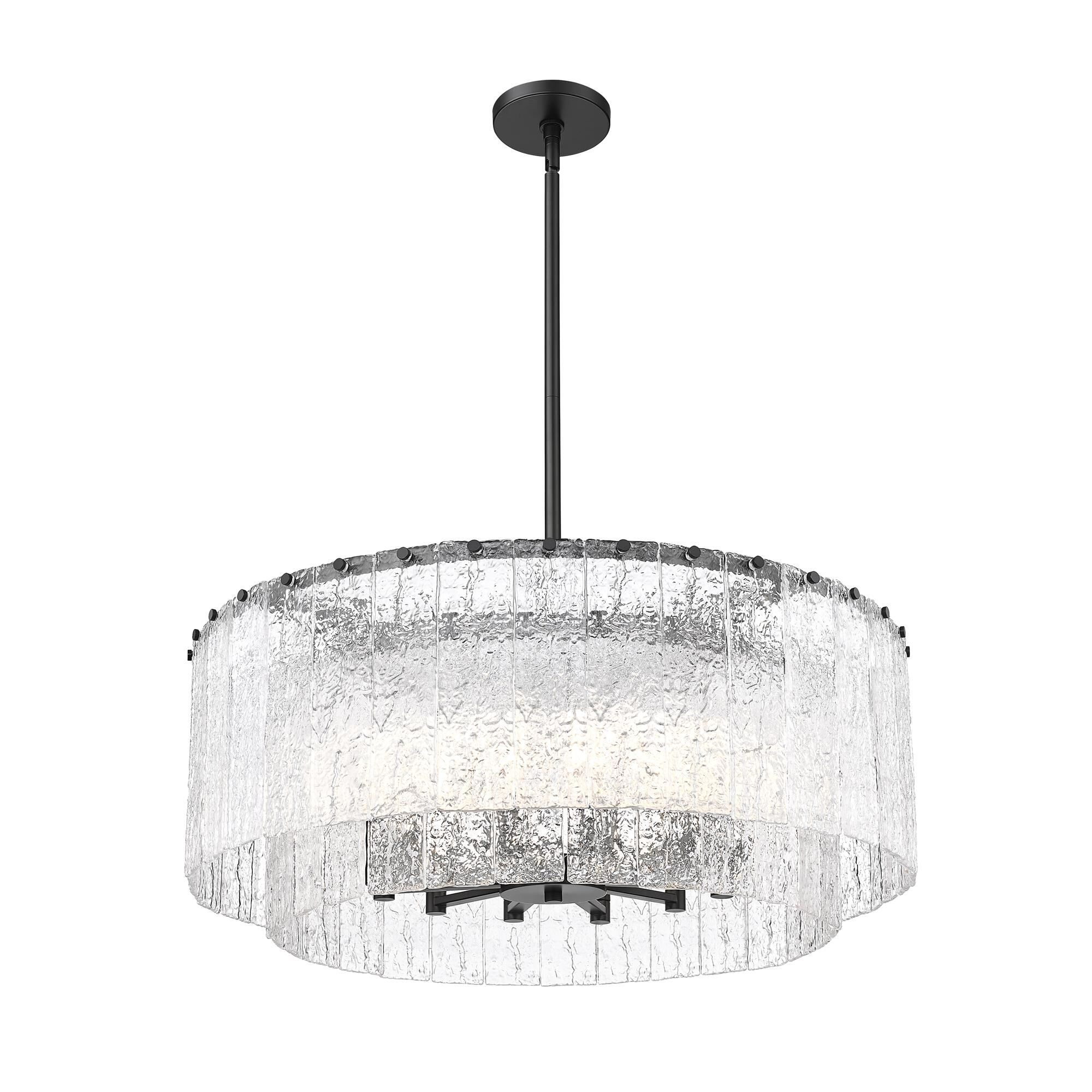 Shown in Matte Black finish and Clear glass and Clear shade