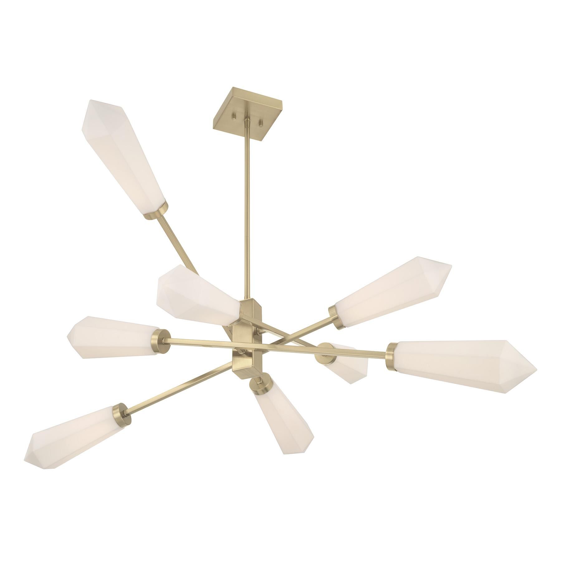 Shown in Noble Brass finish and White Opal glass