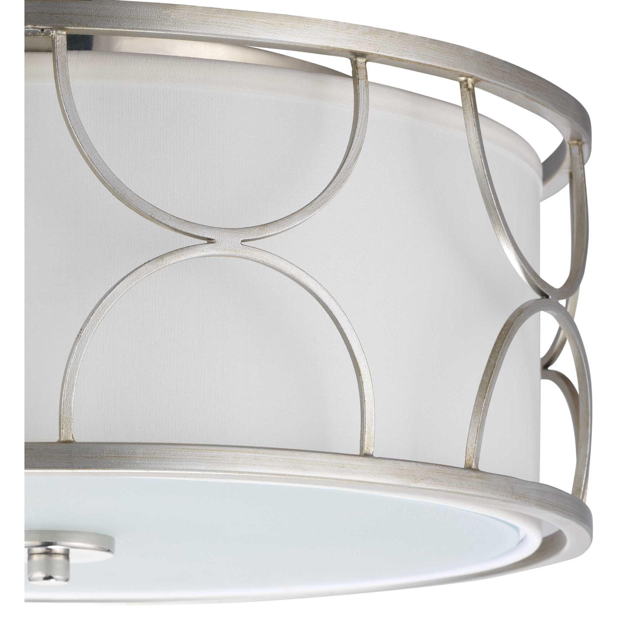 Shown in Silver Ridge finish and White glass and Silk shade