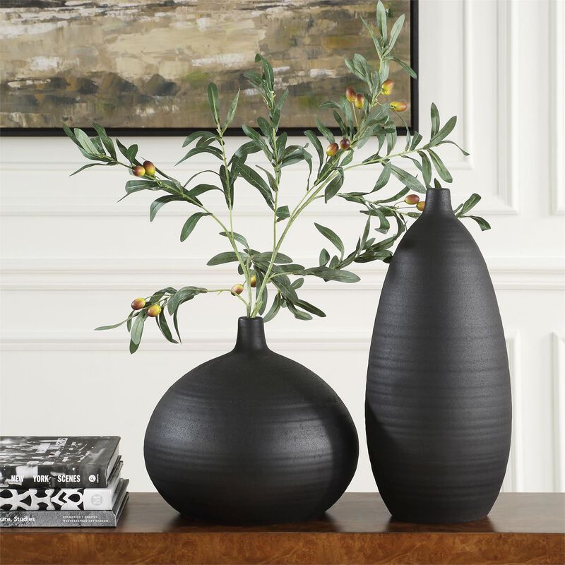 Uttermost Bower Black Vases Set/2 Vase-Urn by Uttermost