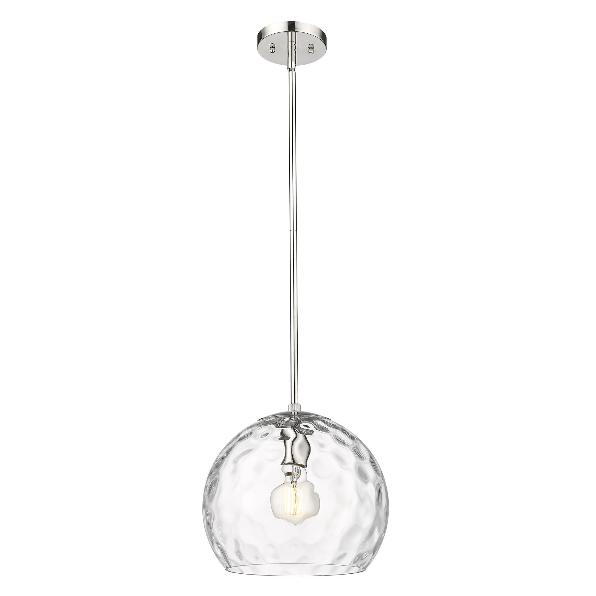 Shown in Polished Nickel finish and Rippled Water glass
