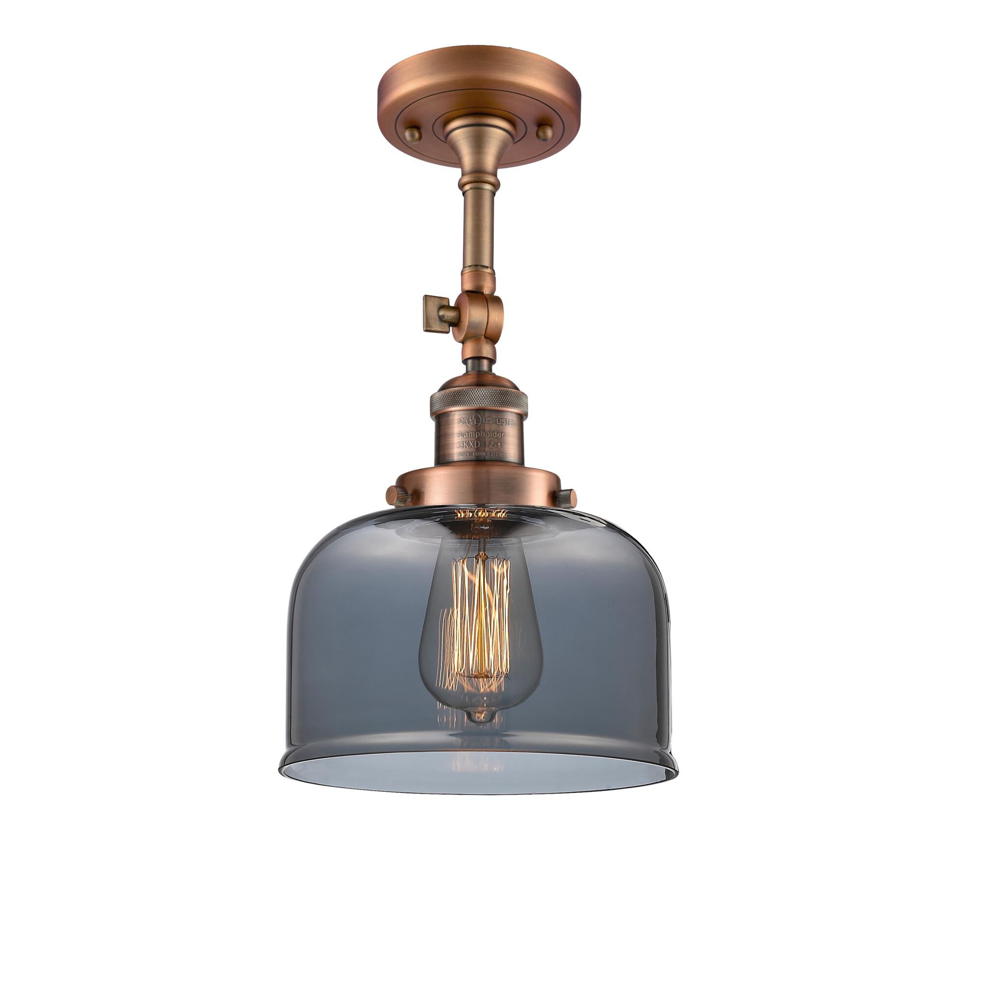 Shown in Antique Copper finish and Plated Smoked glass