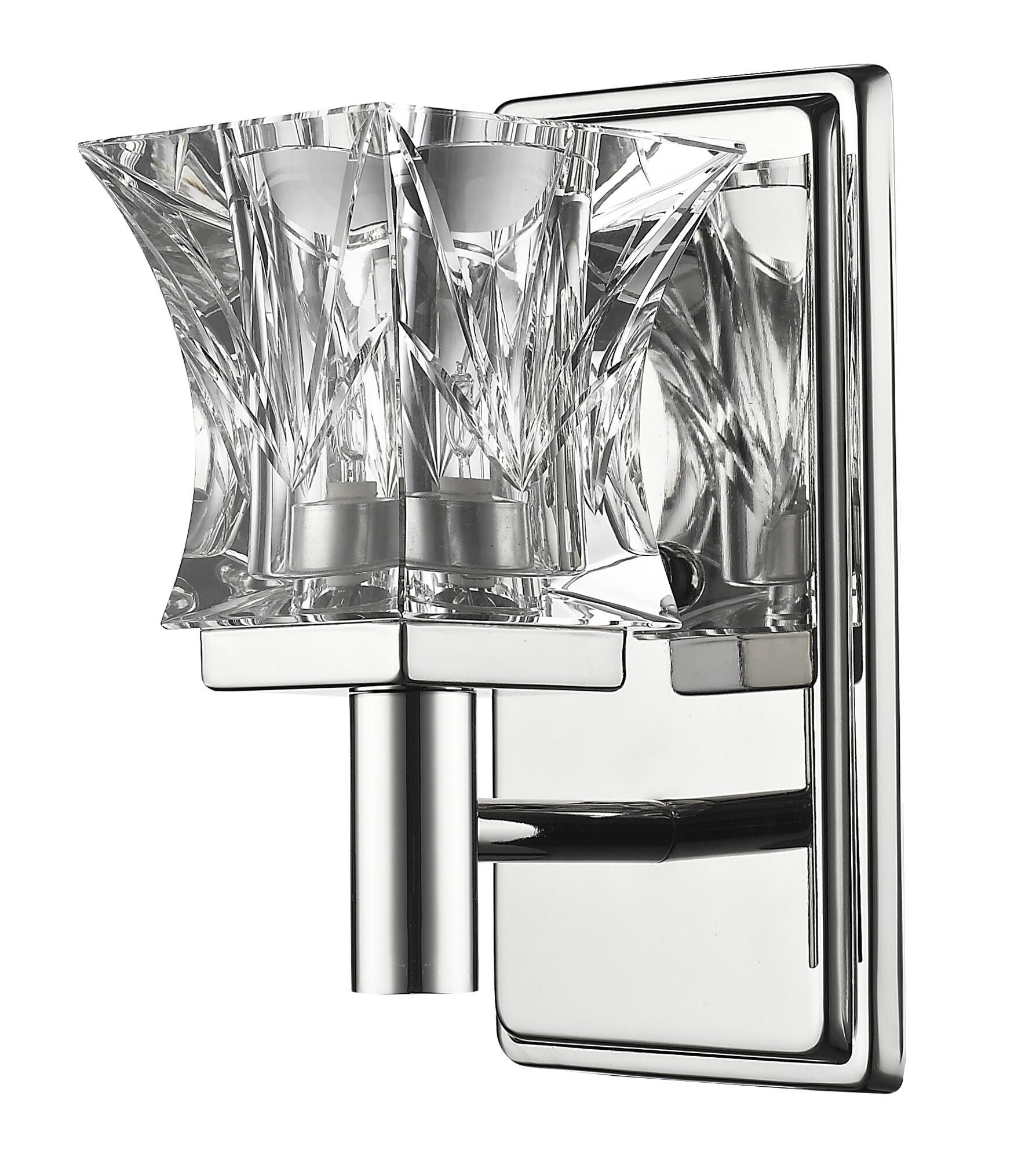Shown in Polished Nickel finish and Clear glass and Clear Crystal Cube shade