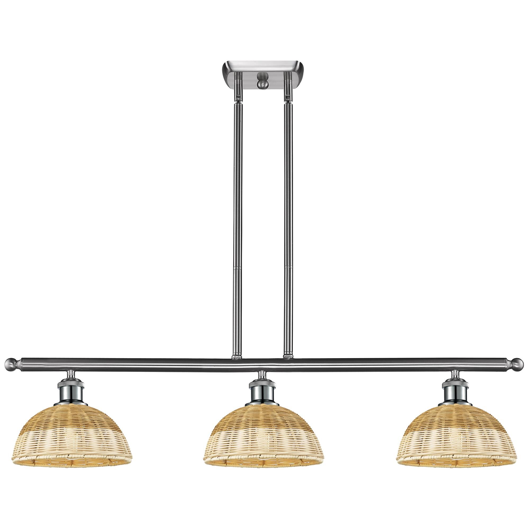 Shown in Brushed Satin Nickel finish and Natural shade
