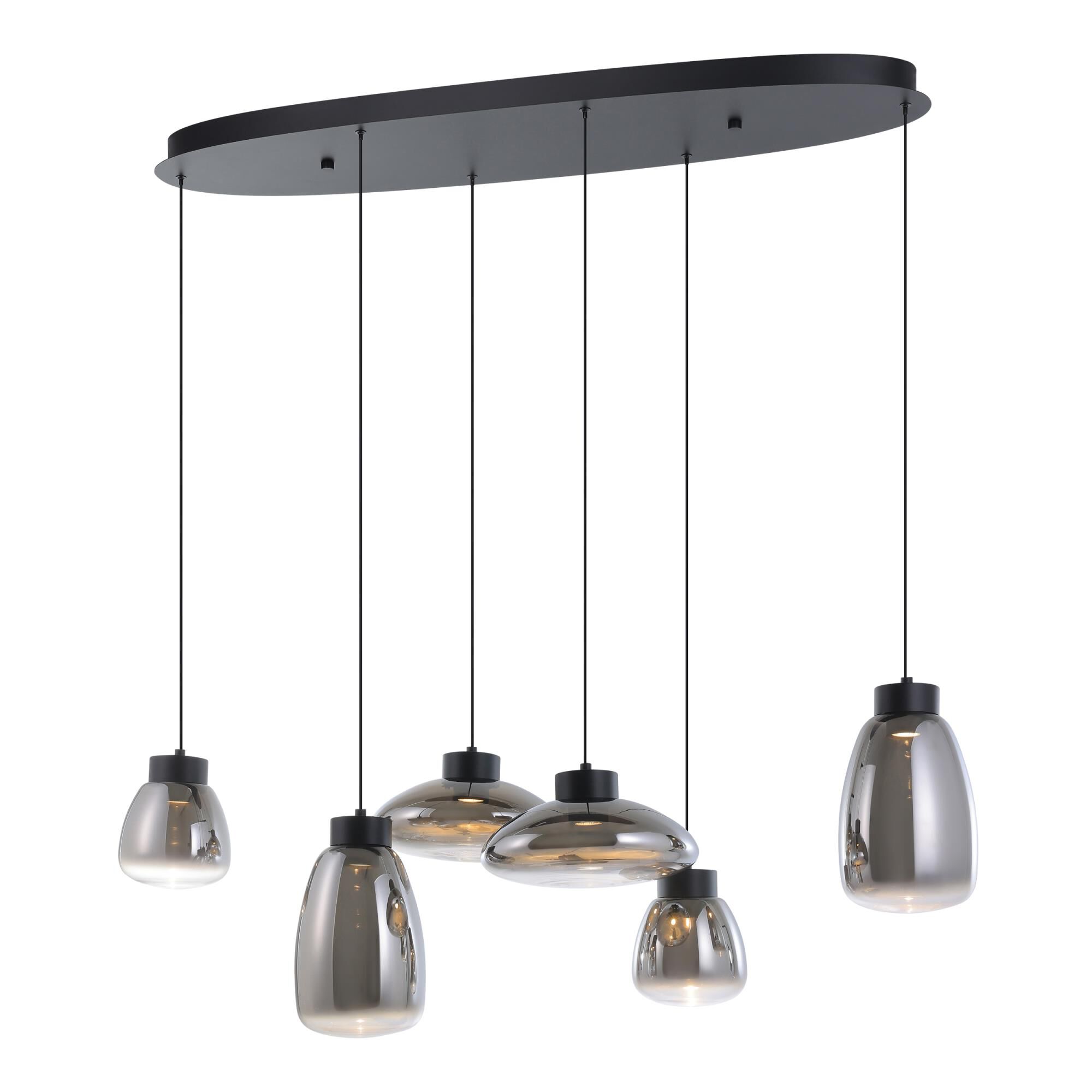 Shown in Black finish and Chrome Smoked glass