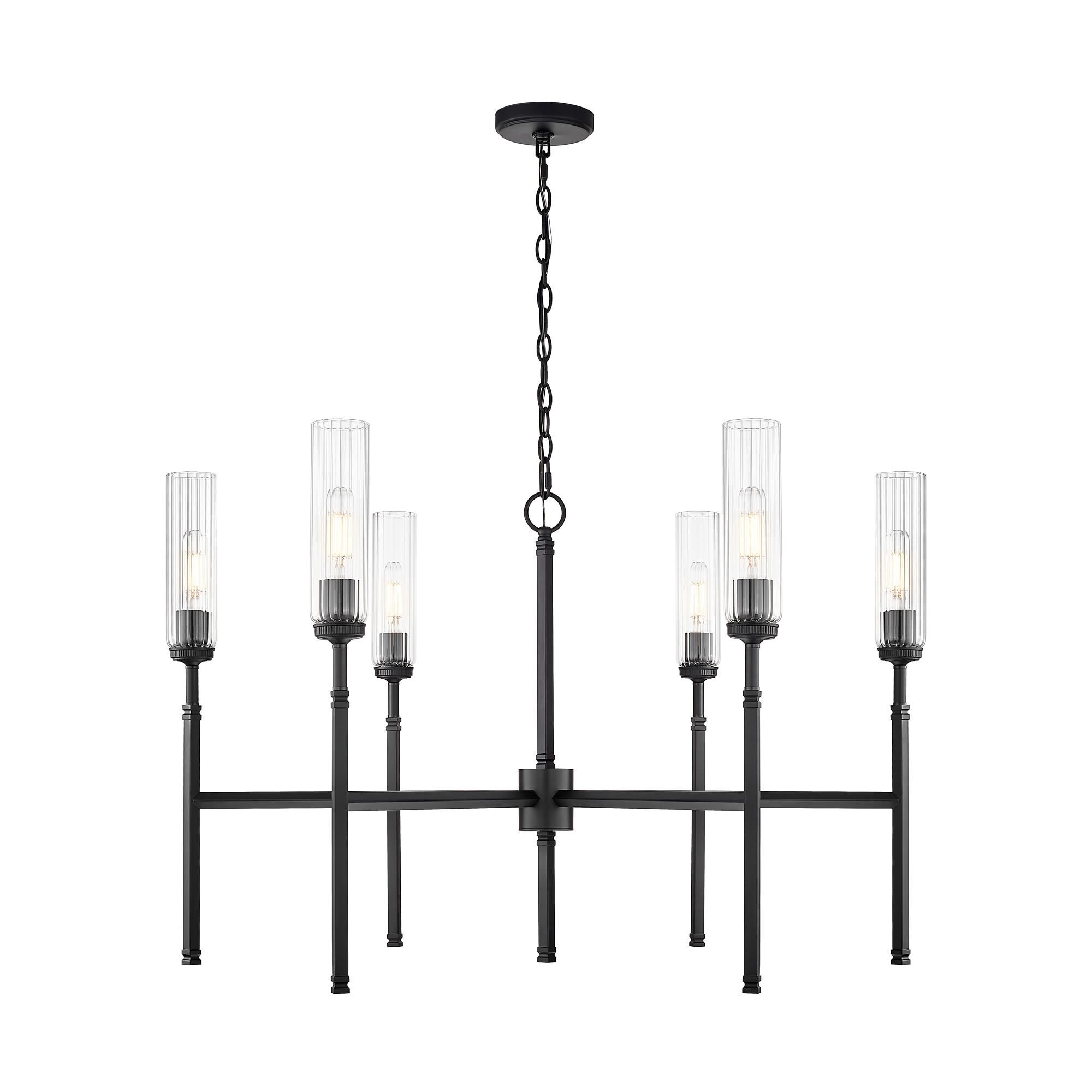 Shown in Matte Black finish and Clear glass