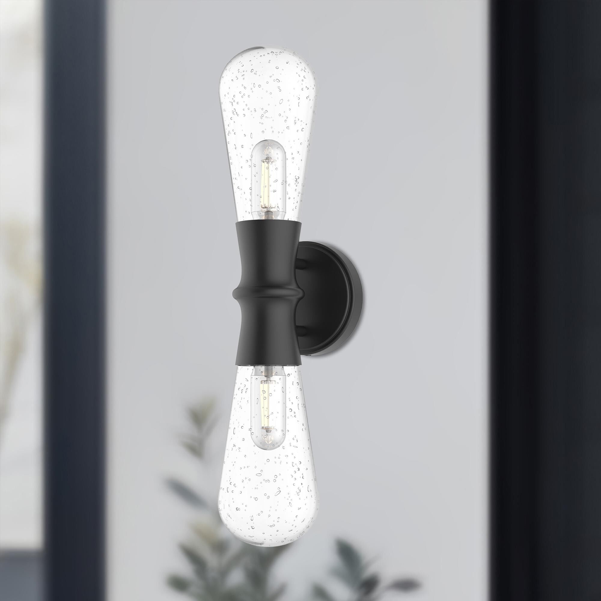 Shown in Black finish and Clear Bubble  glass