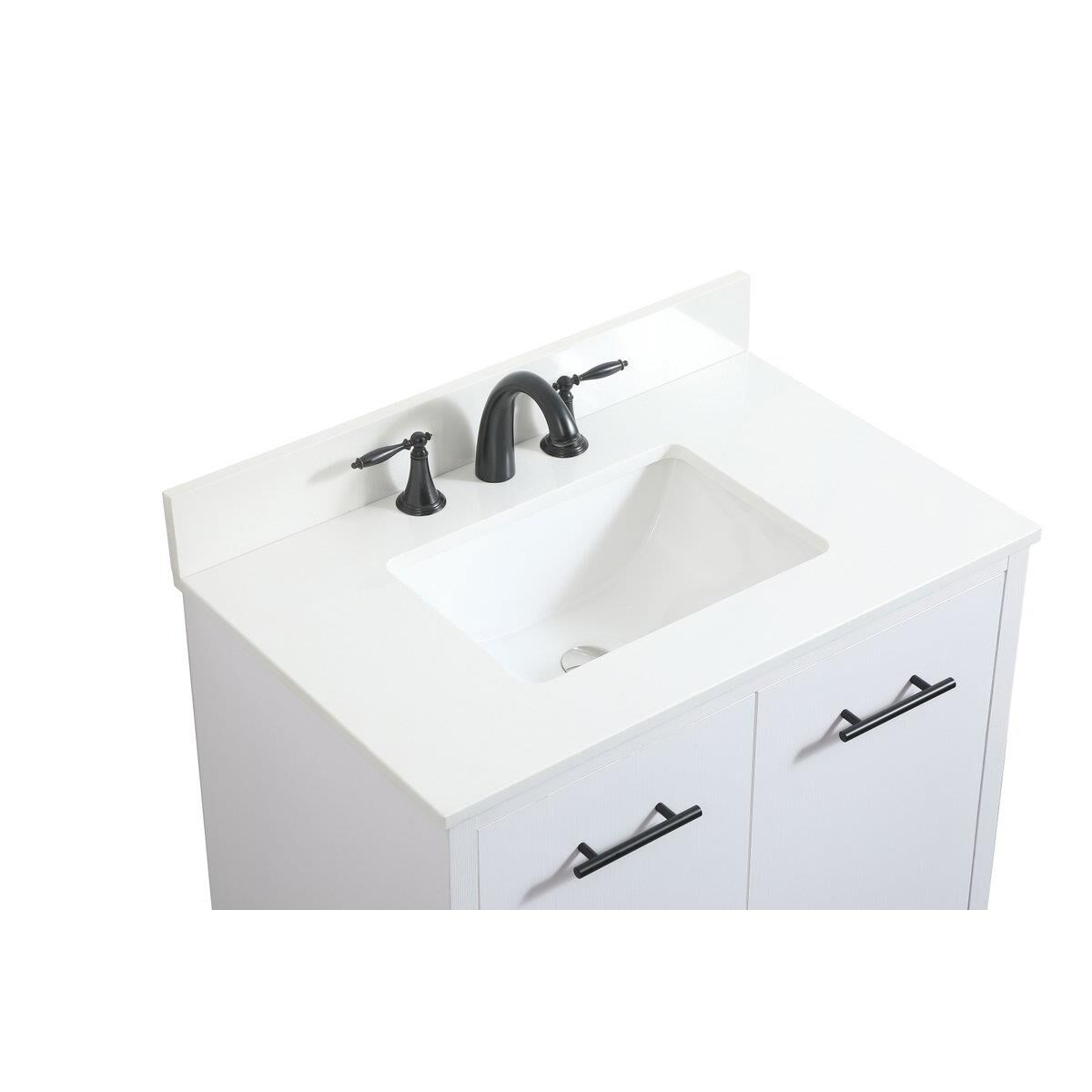 Shown in White finish and Backsplash accent