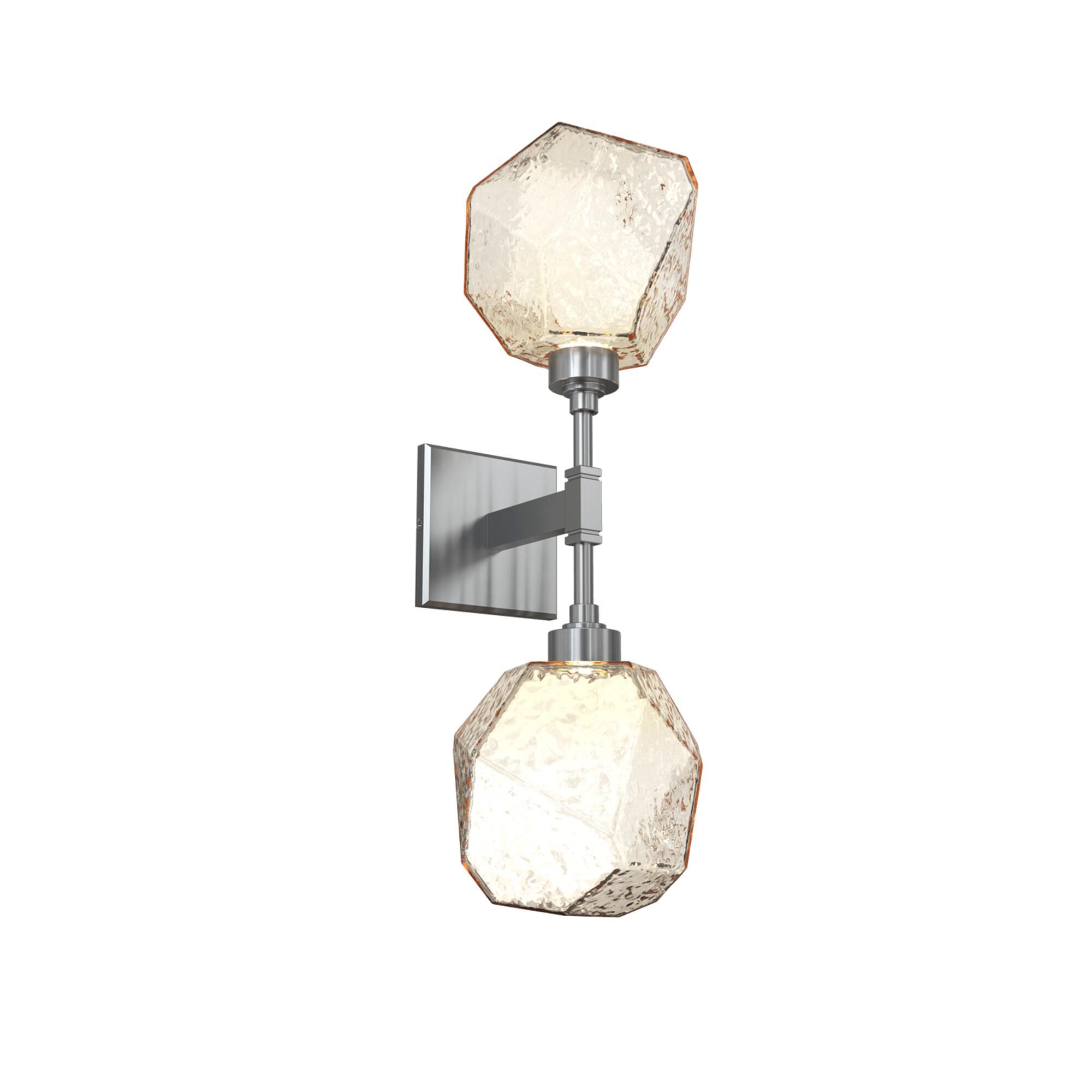 Shown in Satin Nickel finish and Amber Blown glass