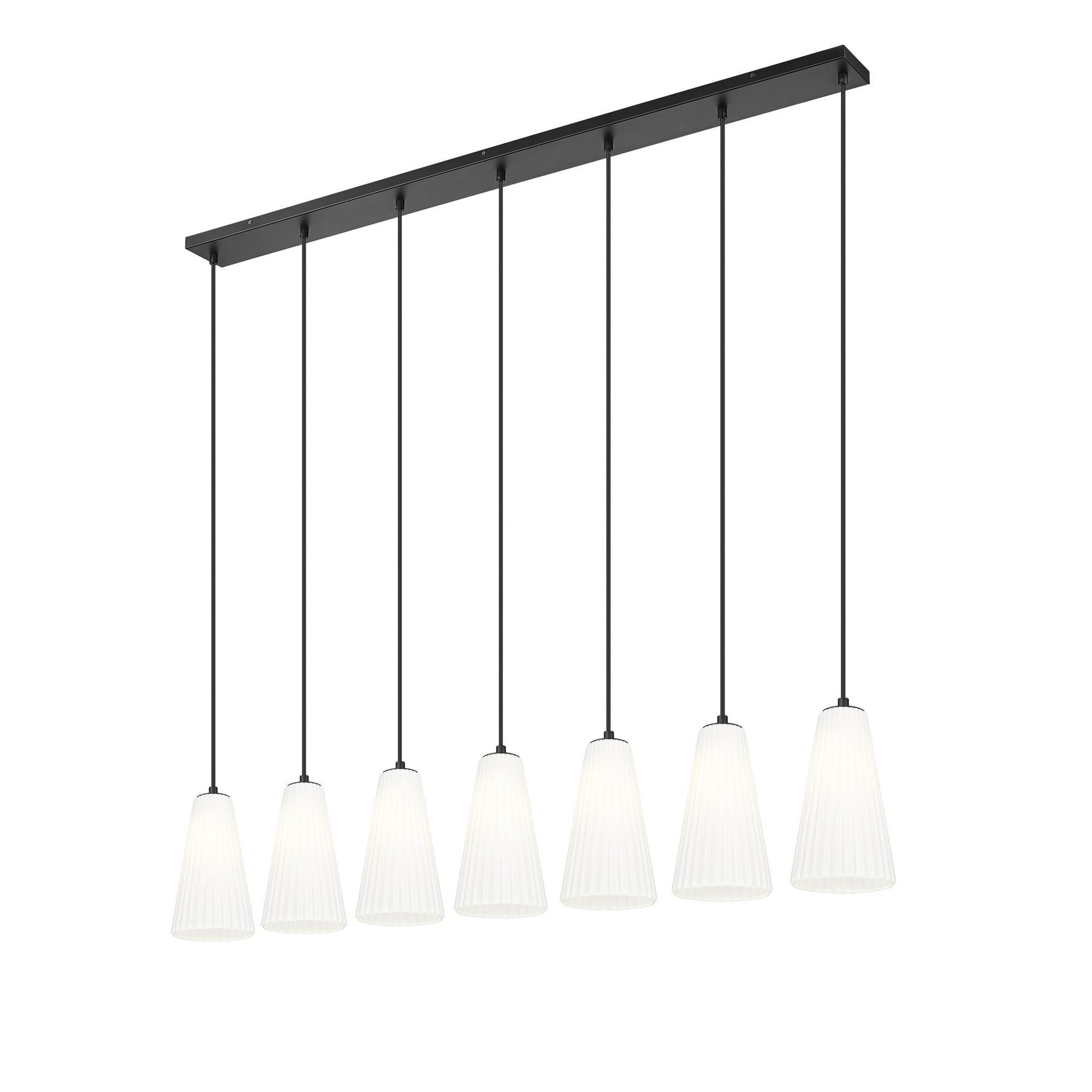 Shown in Matte Black finish and White glass and White shade