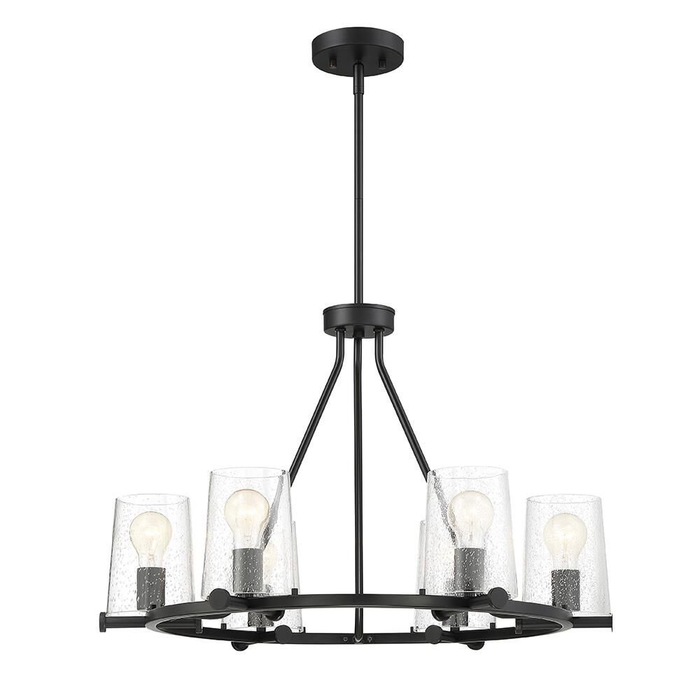 Shown in Matte Black finish and Clear Seedy glass and Clear Seedy Glass shade