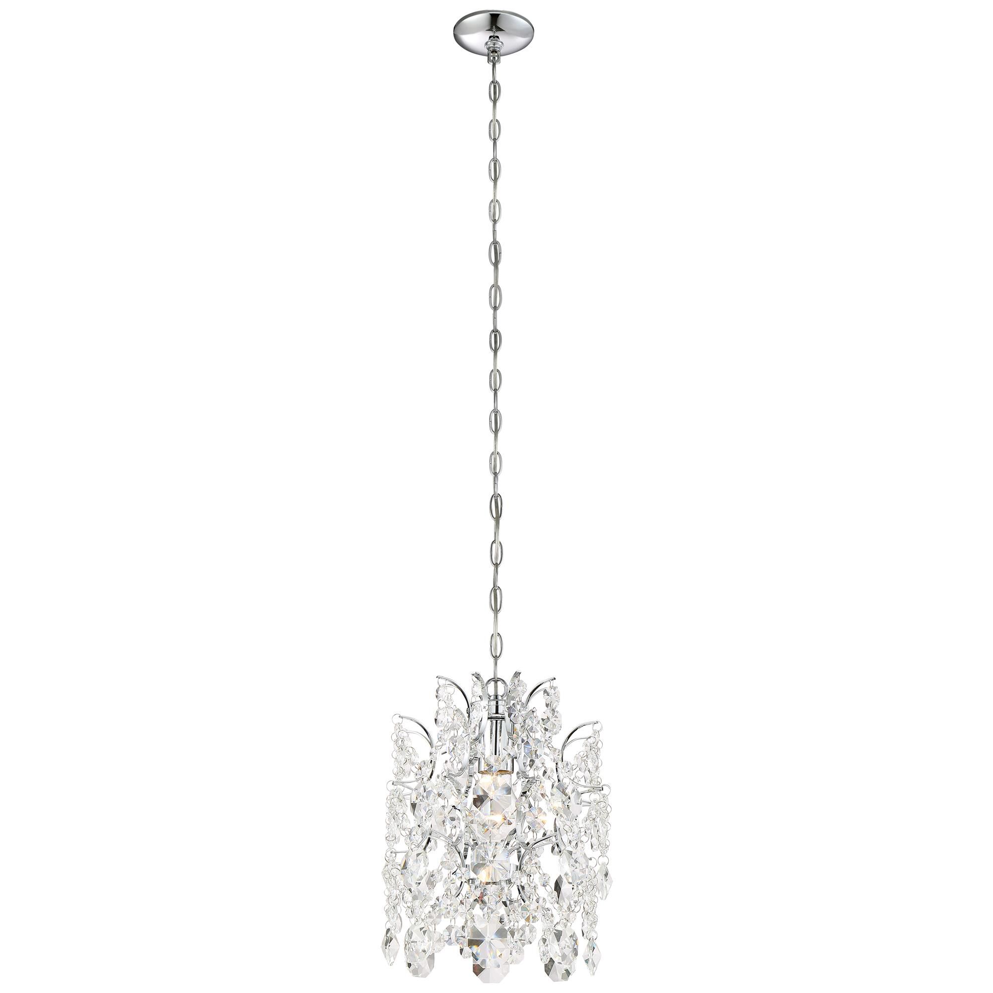 Shown in Chrome finish and Clear Crystal Strings glass and Crystal shade