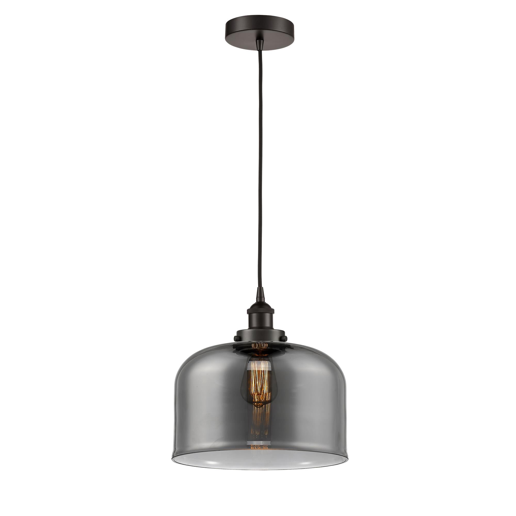 Shown in Oil Rubbed Bronze finish and Plated Smoke X-Large Bell glass