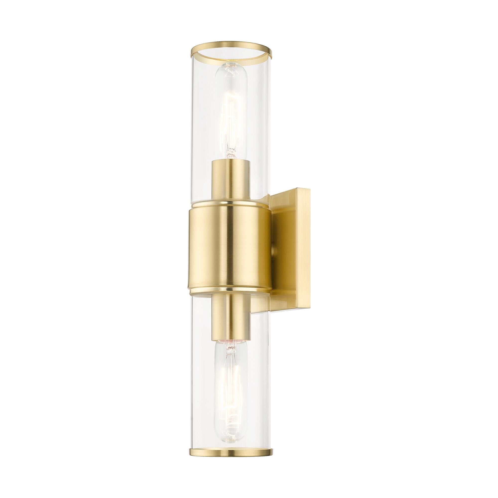 Shown in Satin Brass finish and Clear  glass