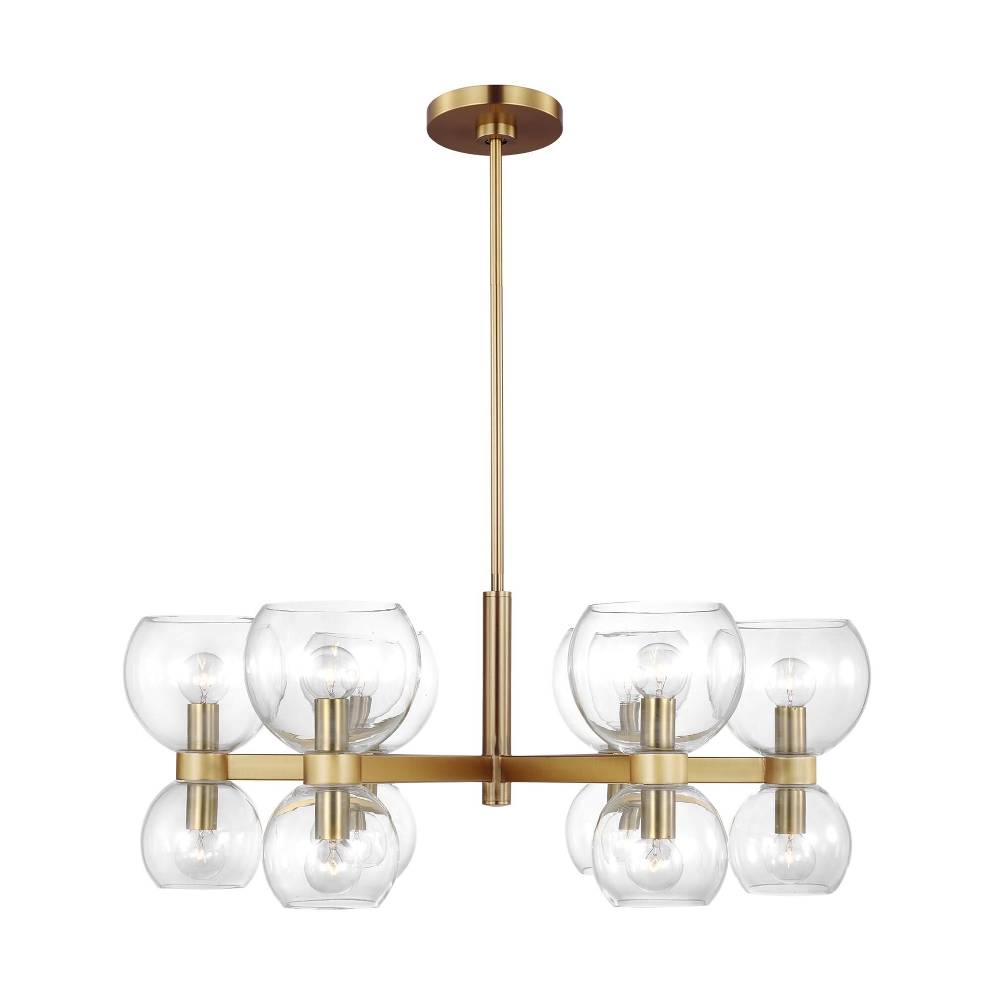 Shown in Burnished Brass finish and Clear glass