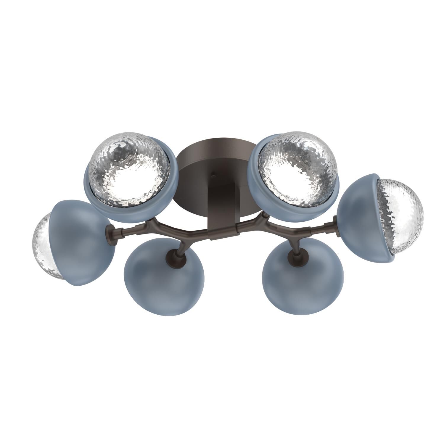 Shown in Flat Bronze finish and Clear glass and Poppy Blue accent