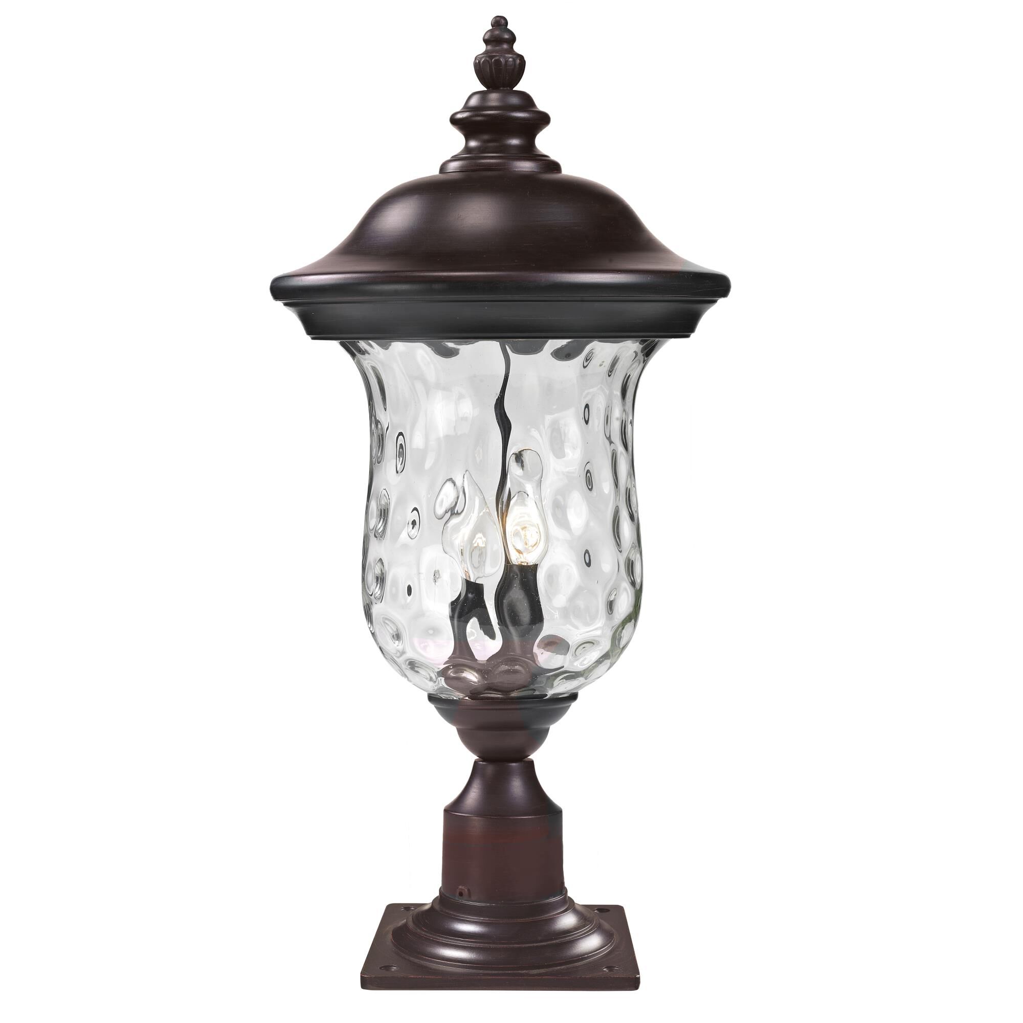 Shown in Bronze finish and Glass shade