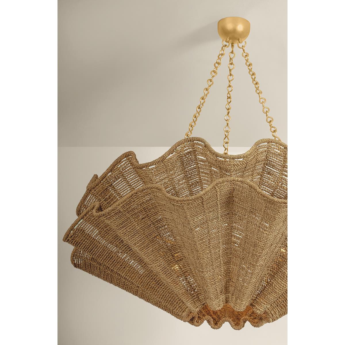 Shown in Vintage Gold Leaf finish and Abaca Natural Woven shade