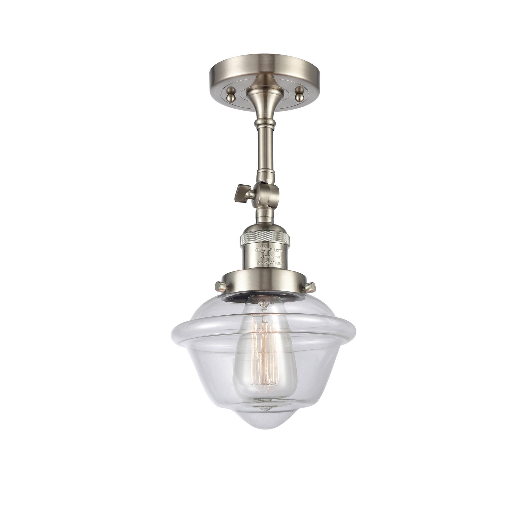Shown in Brushed Satin Nickel finish and Clear glass