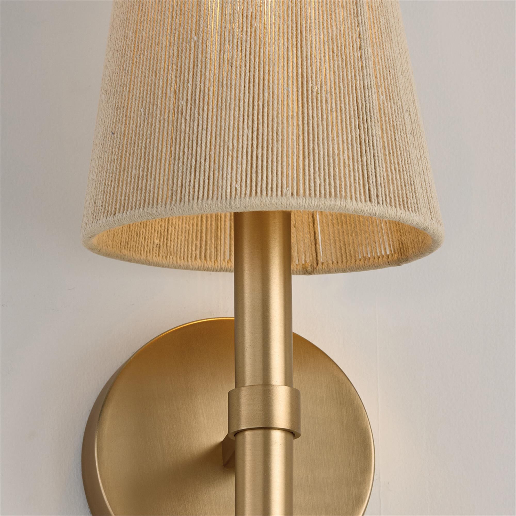 Shown in Matte Brass finish and Bleached Natural Rope shade