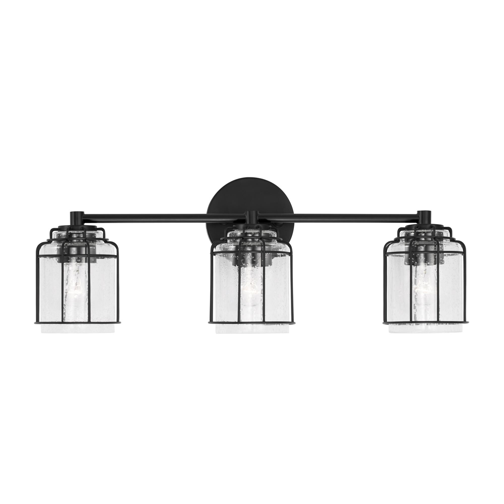 Shown in Matte Black finish and Clear Seeded glass