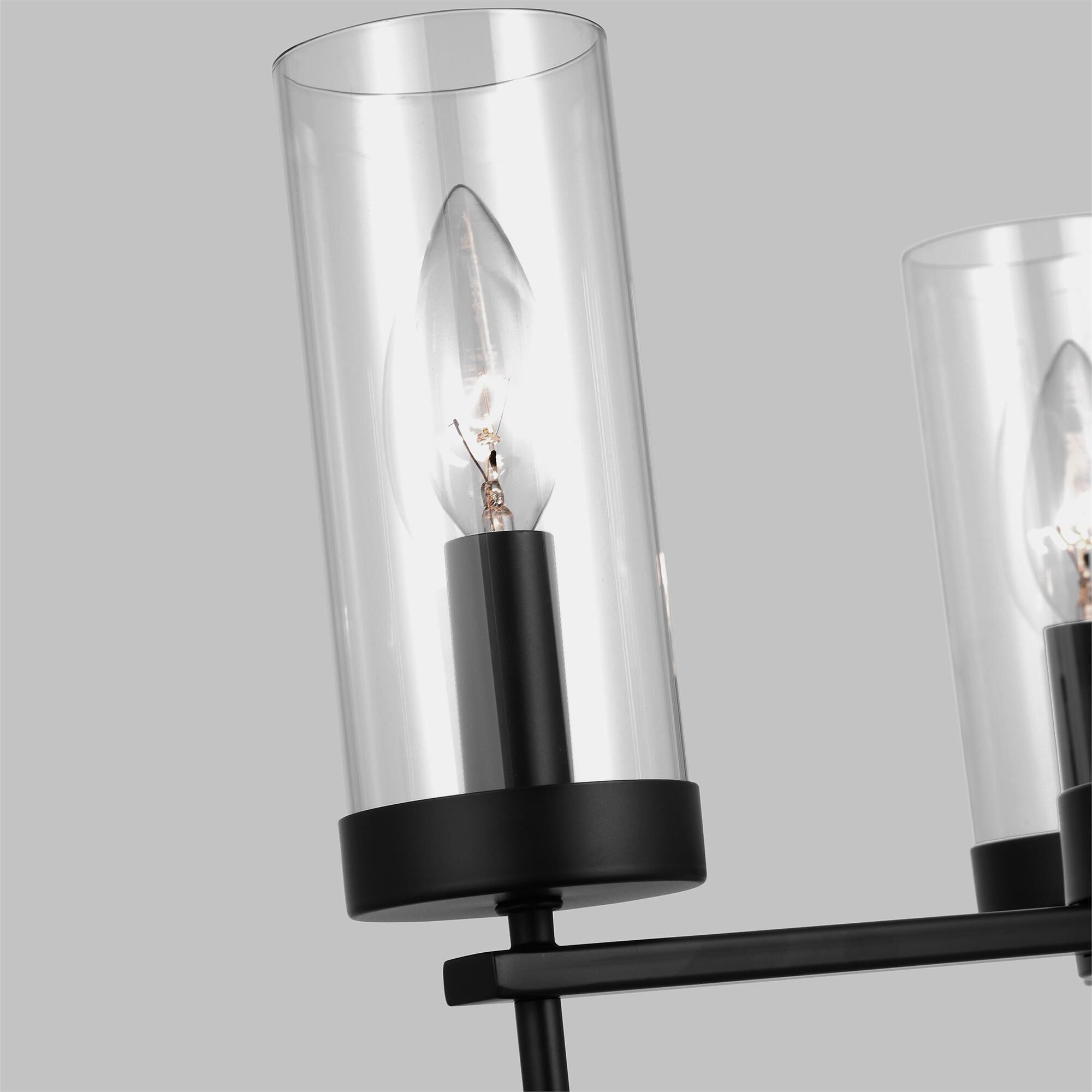 Shown in Midnight Black finish and Clear Glass s shade