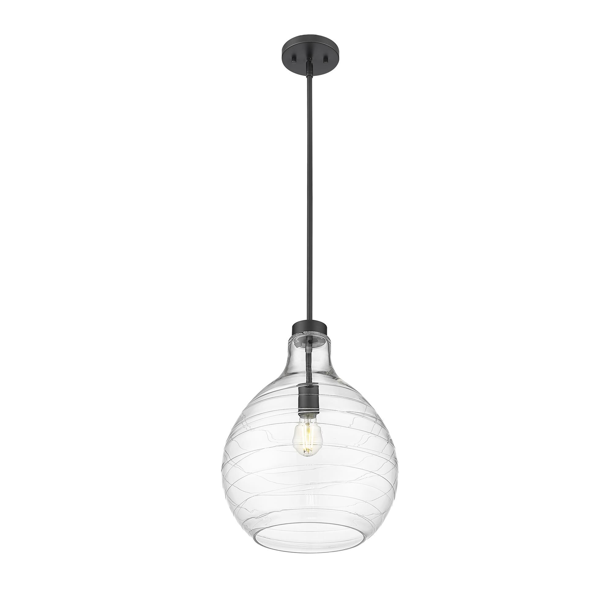 Shown in Matte Black finish and Clear glass and Clear shade