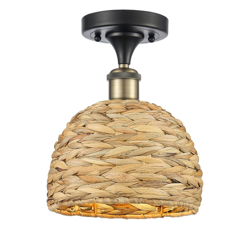 Bruno Marashlian Woven Rattan 8 Inch Semi Flush Mount by Innovations Lighting