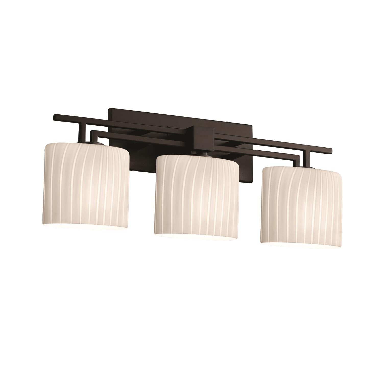 Shown in Matte Black finish and Artisan glass and Ribbon shade and Oval accent