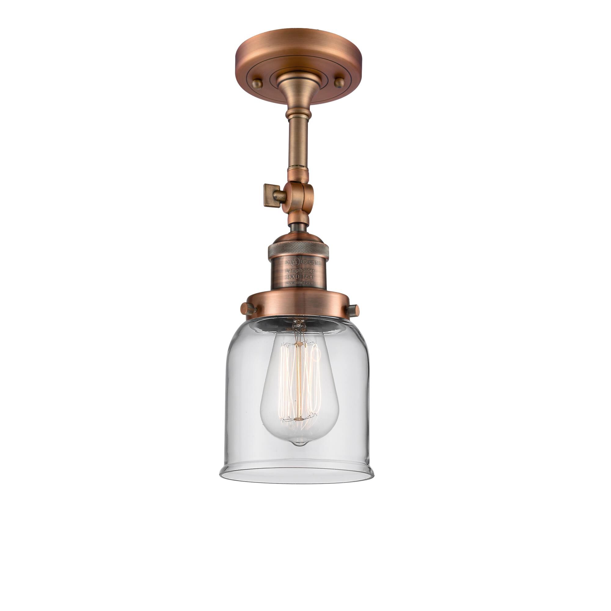 Shown in Antique Copper finish and Clear glass and None accent
