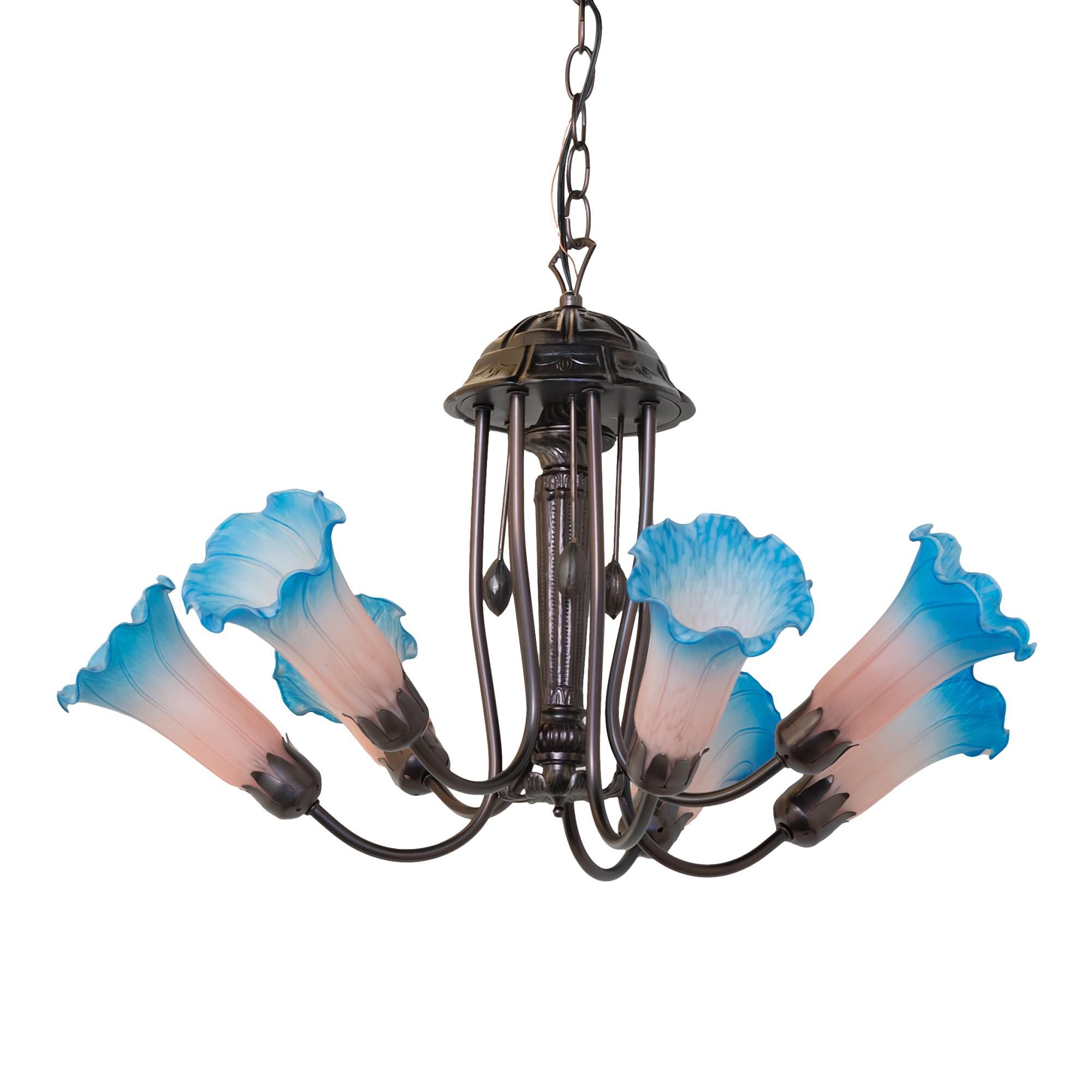Pink and Blue 24 Inch 7 Light Chandelier by Meyda Lighting