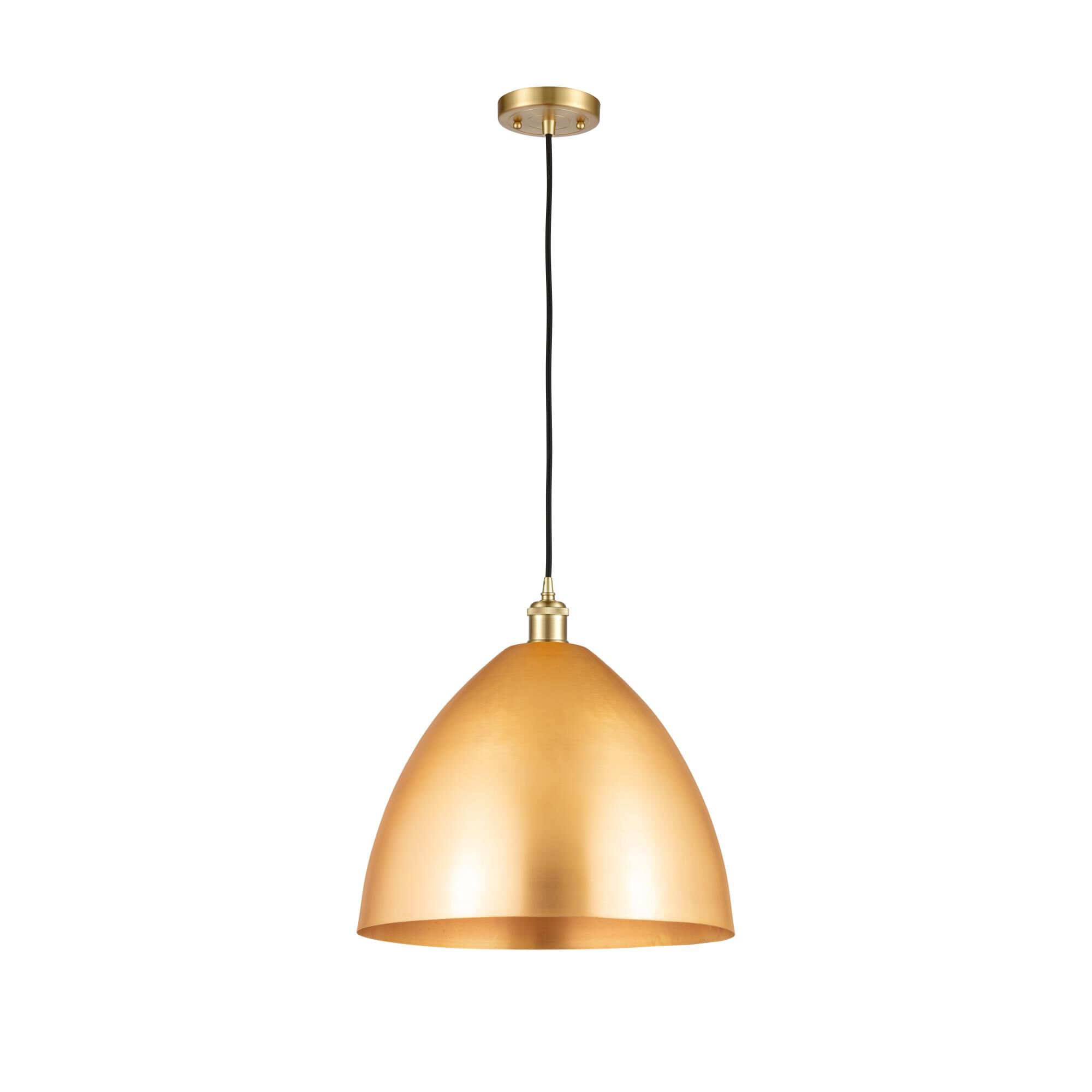 Shown in Satin Gold finish and Matte Black Ballston Dome shade