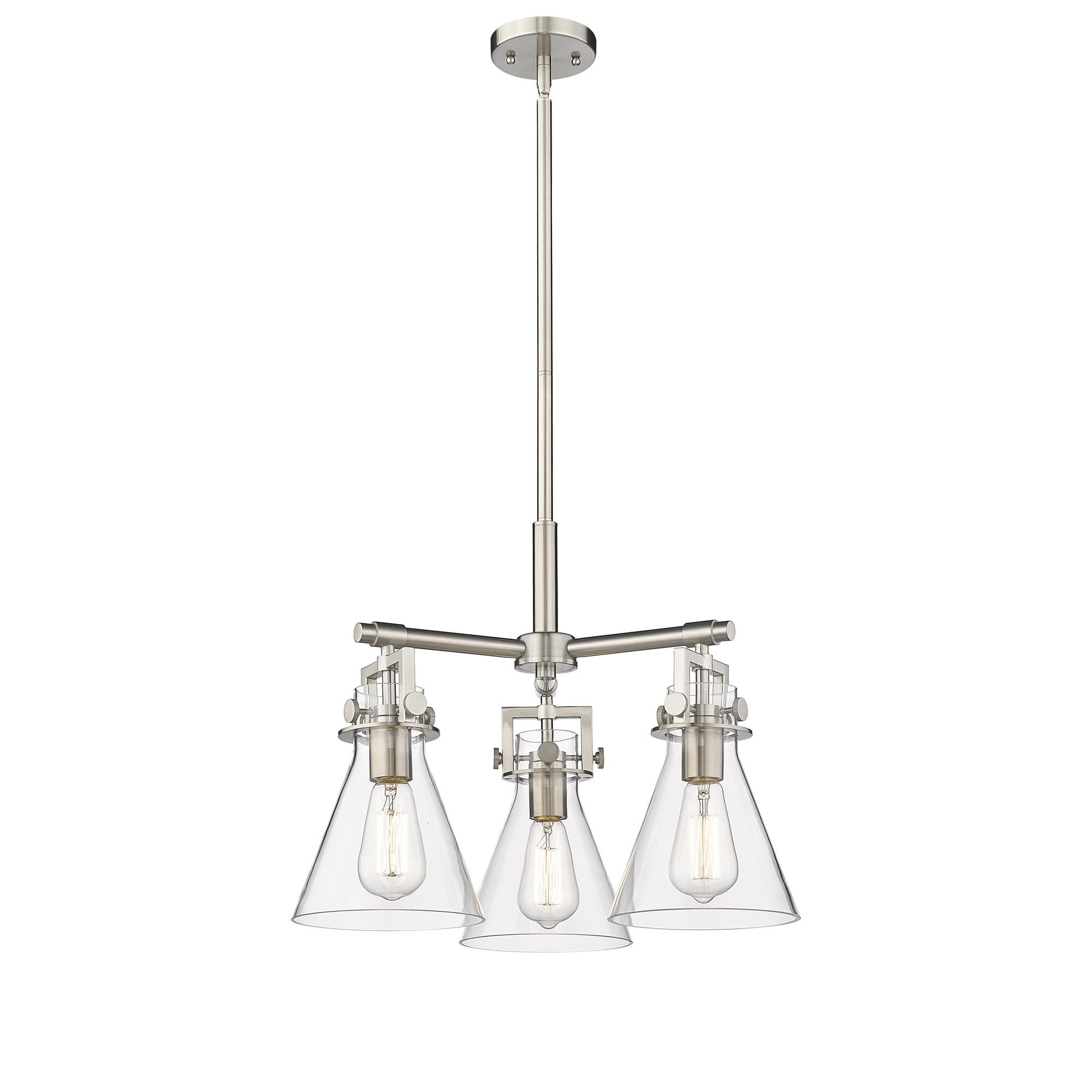 Shown in Satin Nickel finish and Clear glass