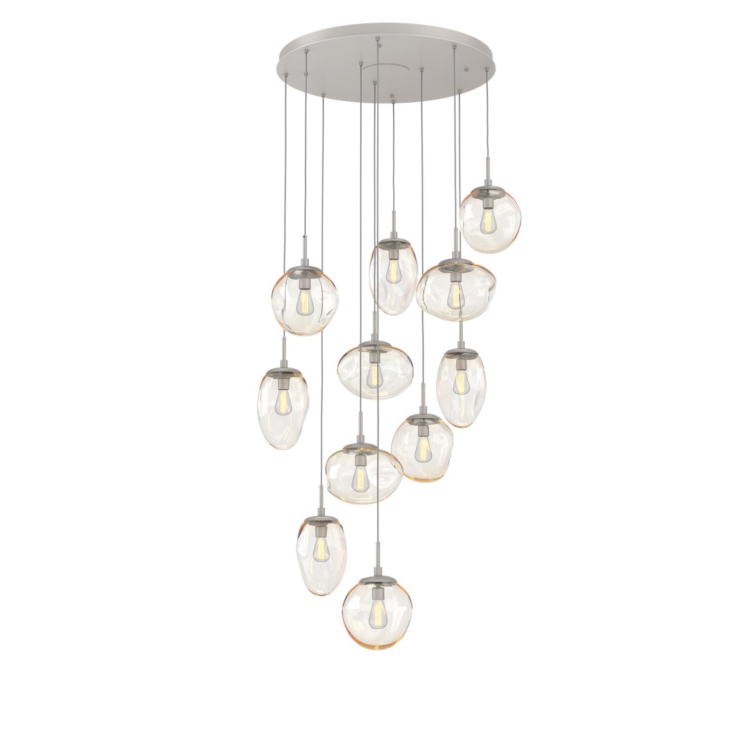 Shown in Metallic Beige Silver finish and Blown Amber glass