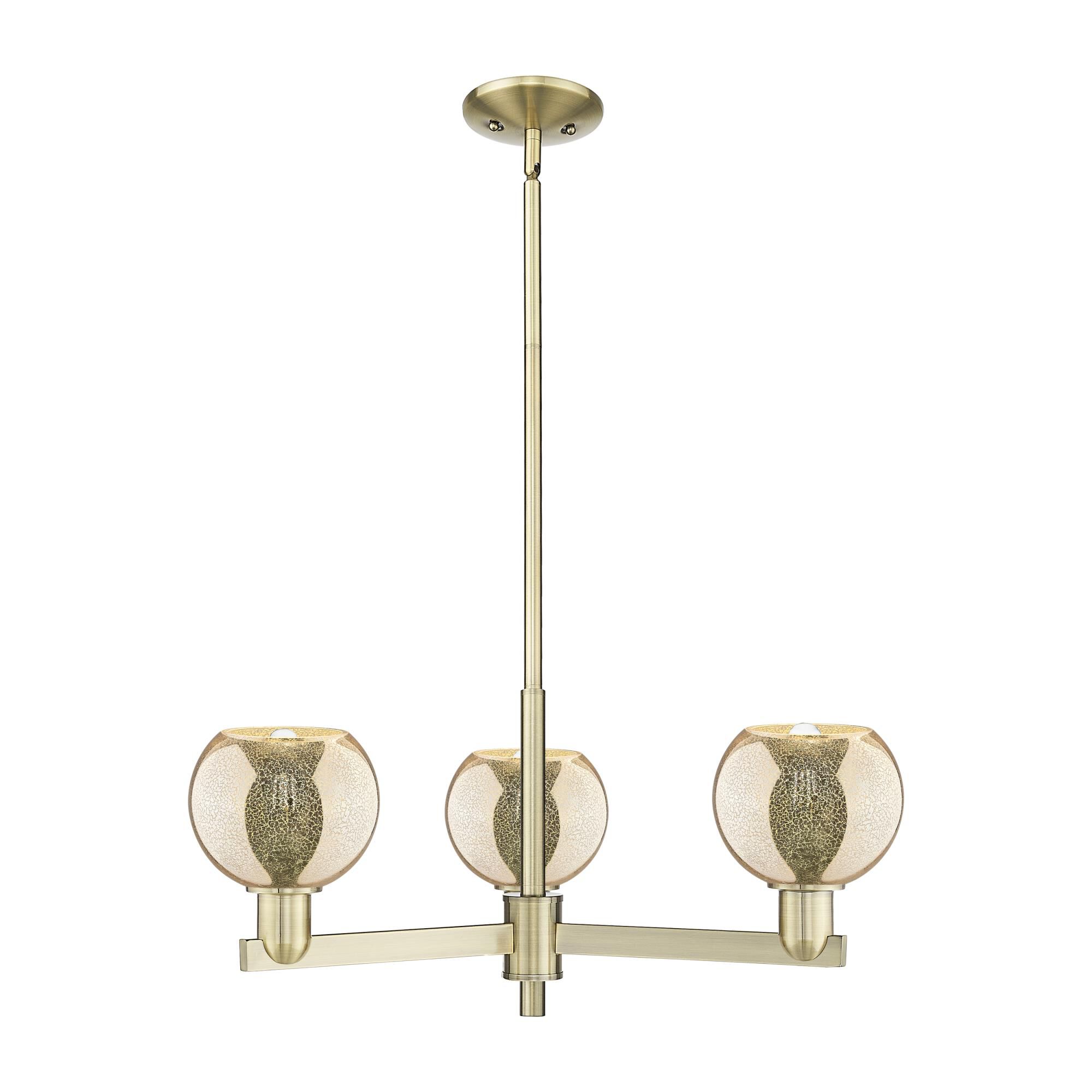 Shown in Antique Brass finish and Mercury glass