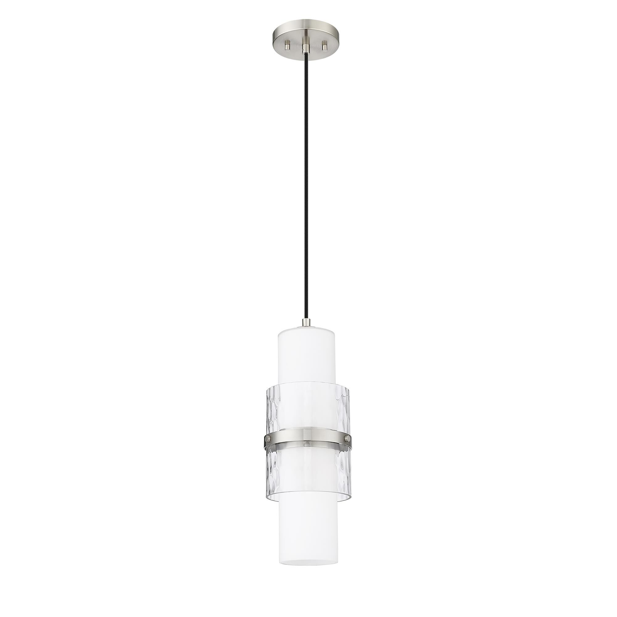 Shown in Brushed Nickel finish and Clear and Etched Opal glass