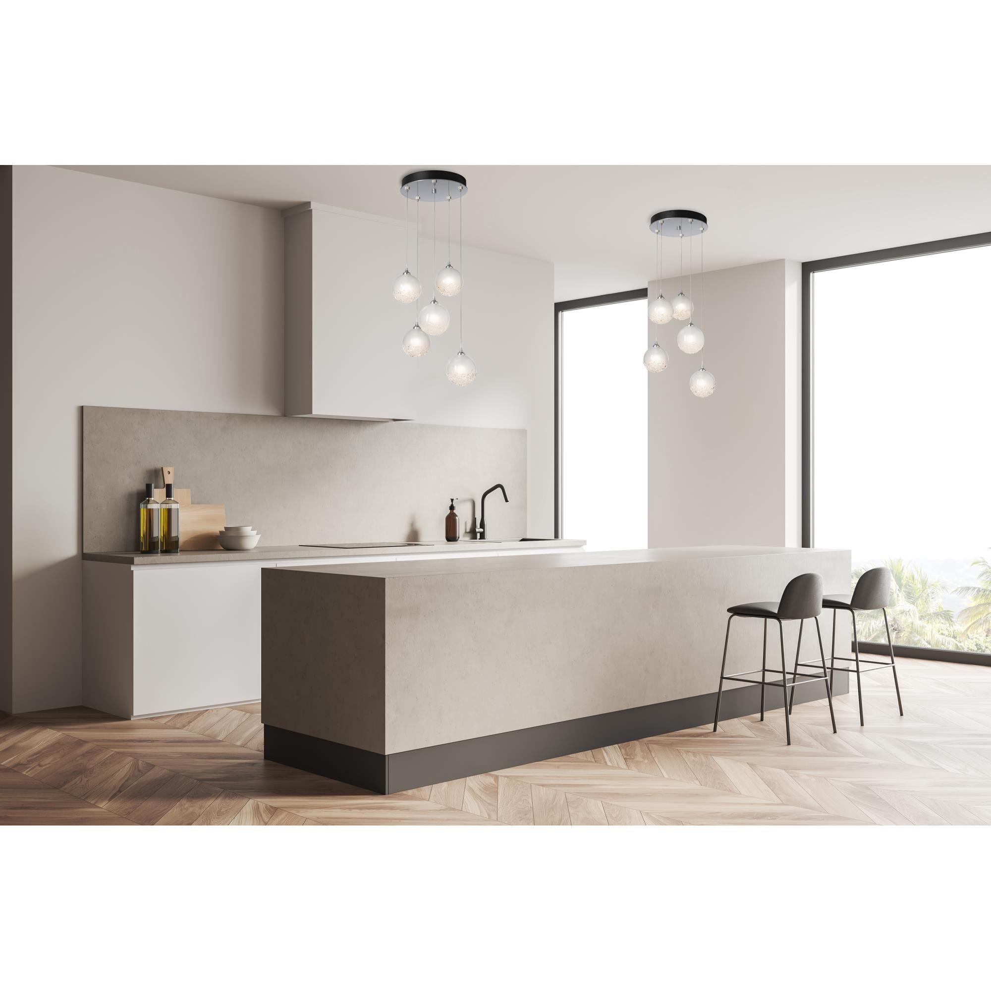 Shown in Sterling finish and Frosted glass