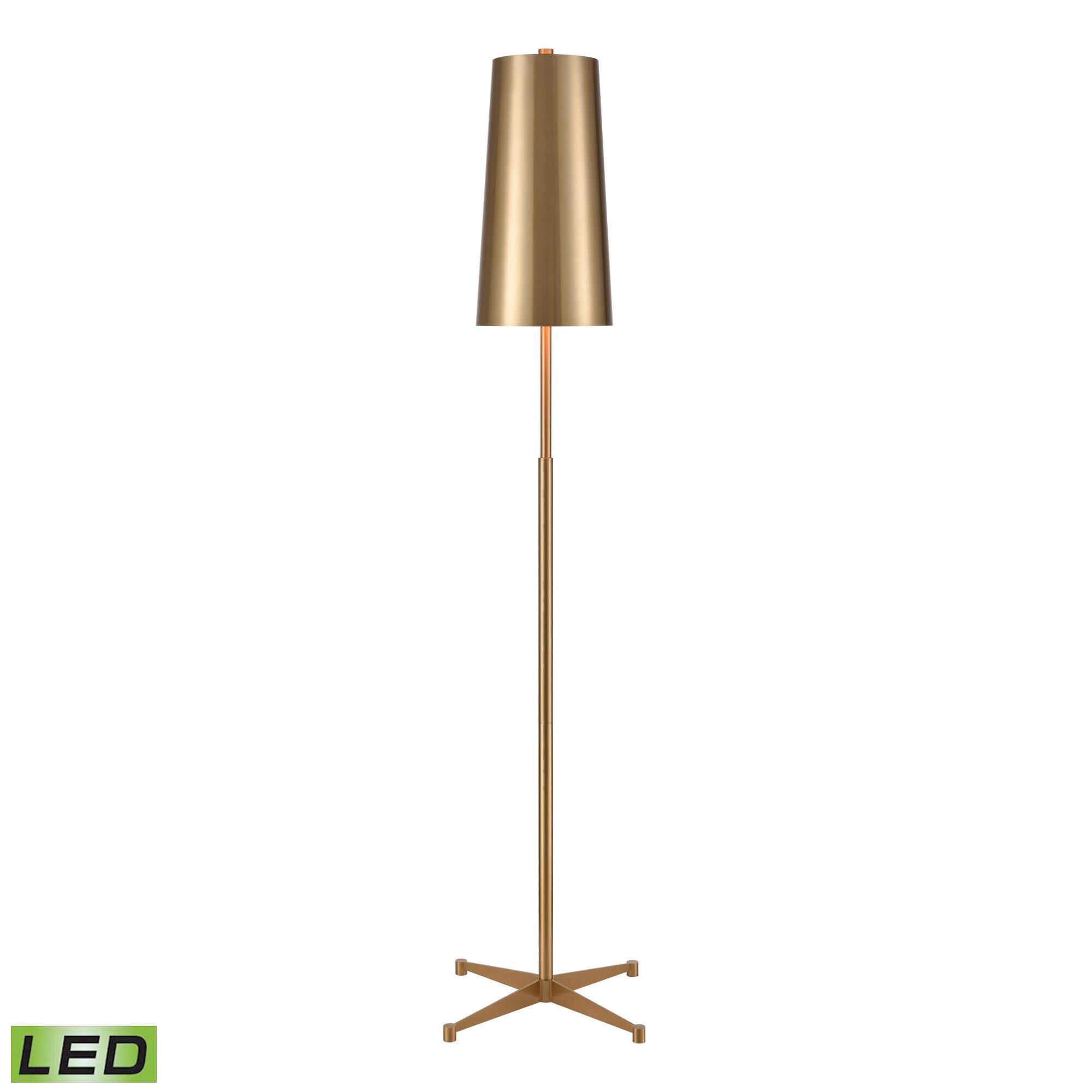 Shown in Aged Brass finish and Metal shade