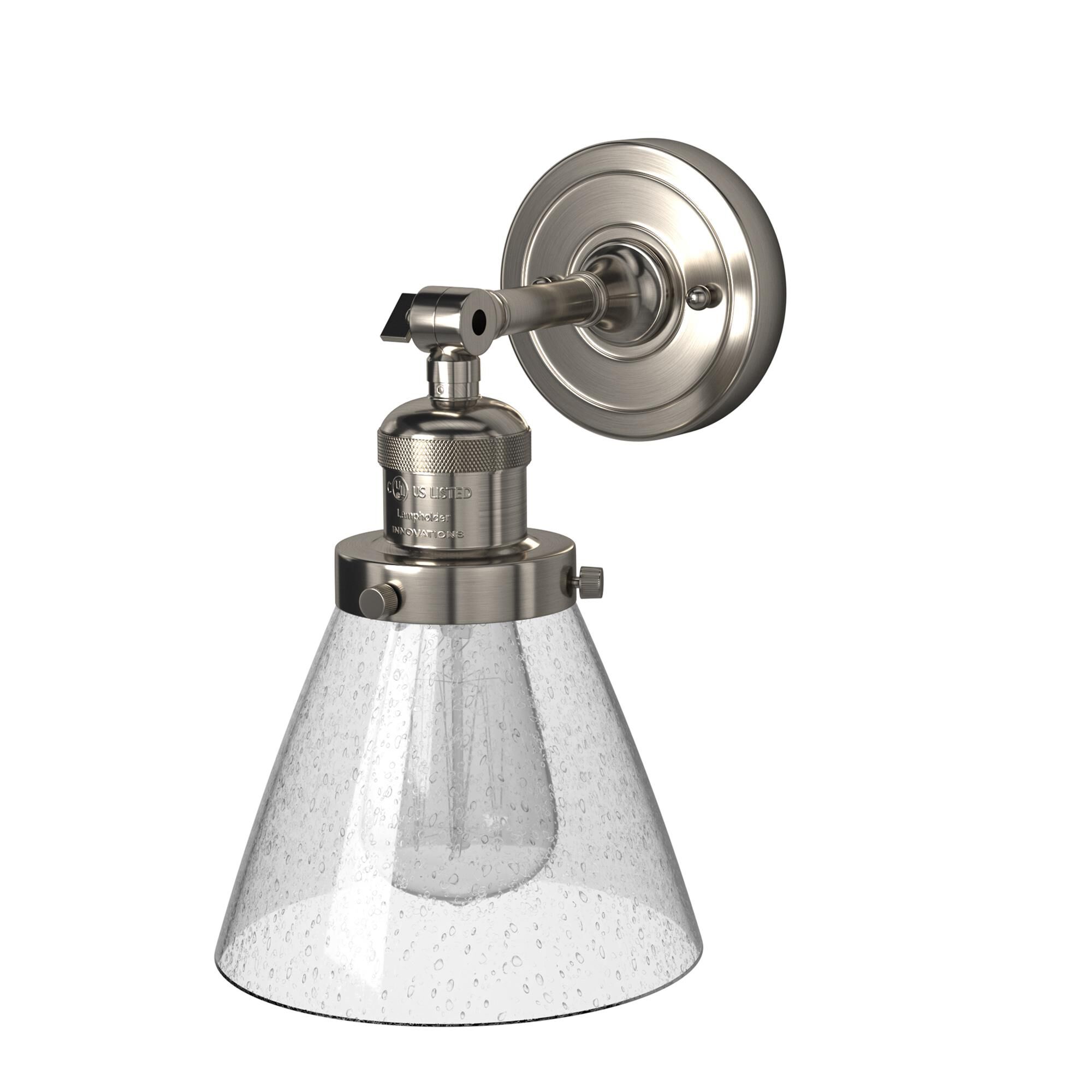 Shown in Brushed Satin Nickel finish and Seedy glass