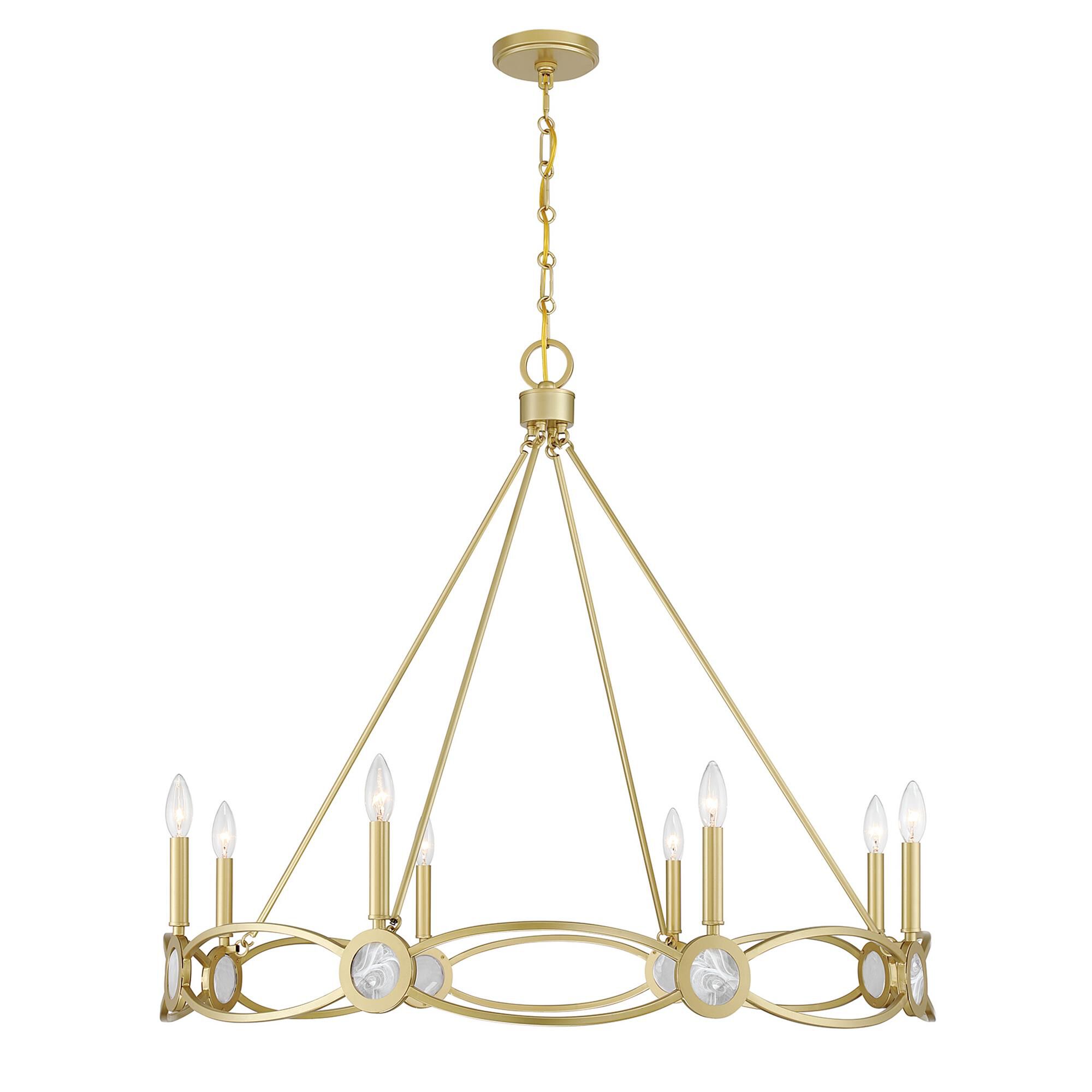 Shown in Spun Gold finish and Strie glass