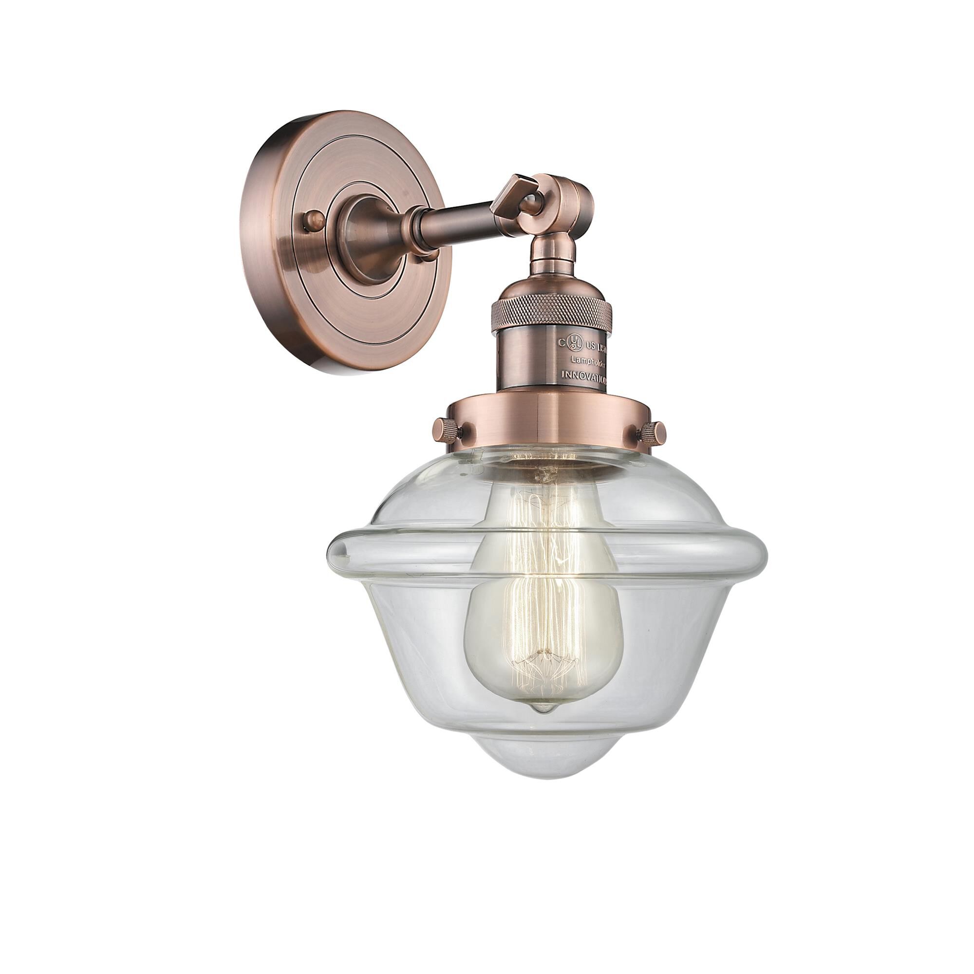 Shown in Antique Copper finish and Clear glass