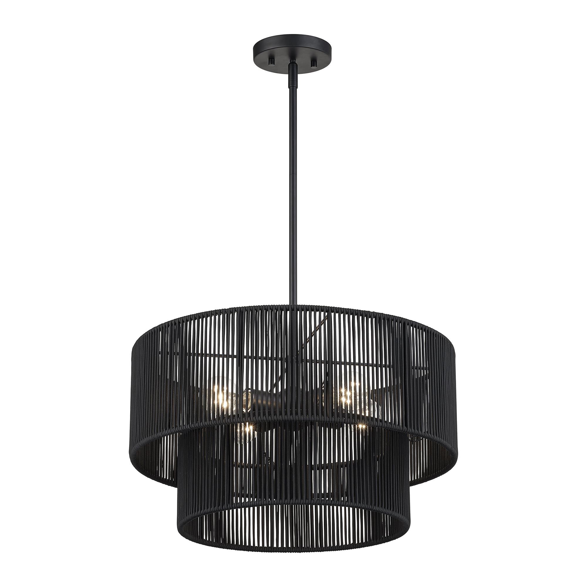 Shown in Black finish and Hand-Woven Parisian Night Color Polyester Rope shade