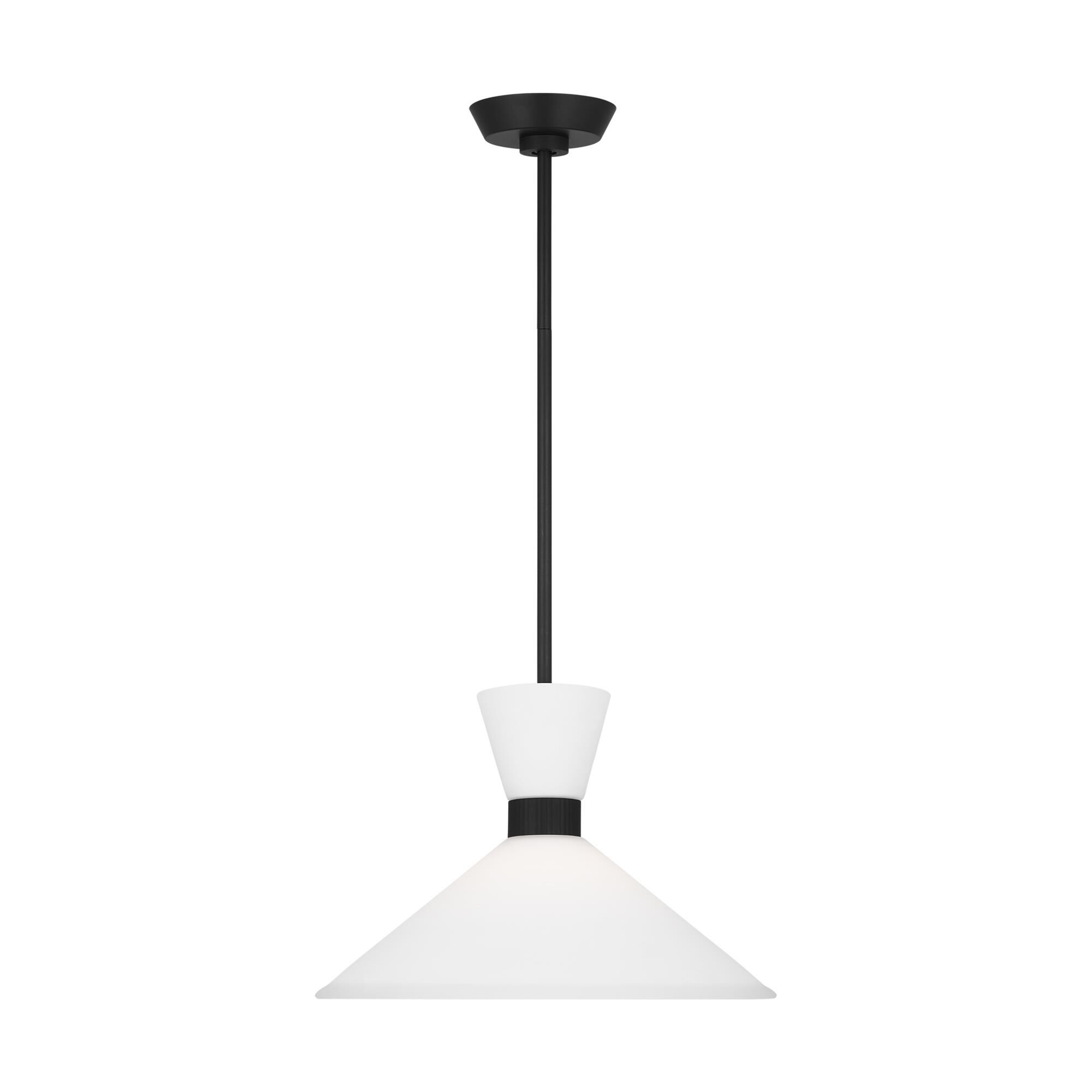 Shown in Midnight Black finish and Etched White Glass s shade