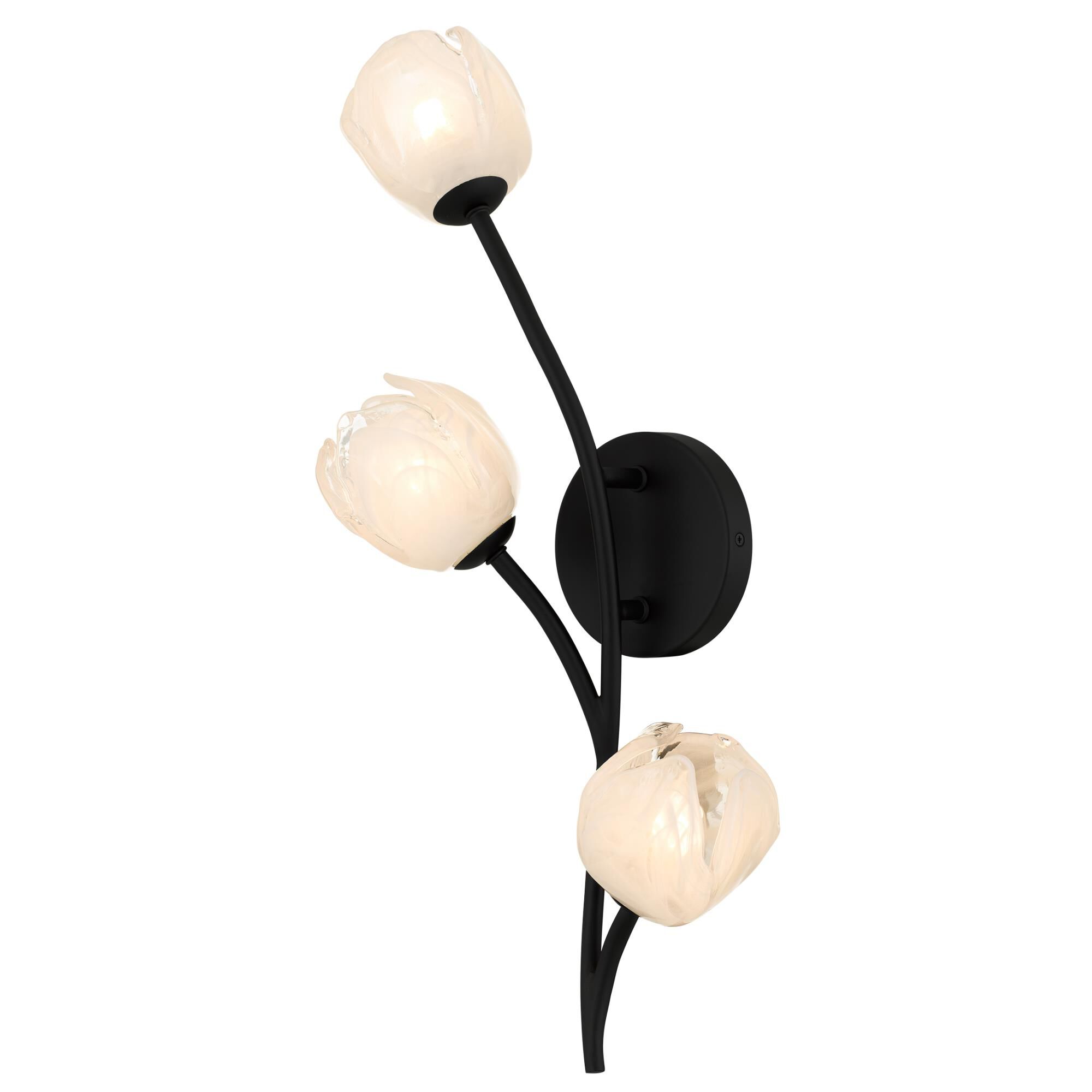 Shown in Matte Black finish and White Swirl glass