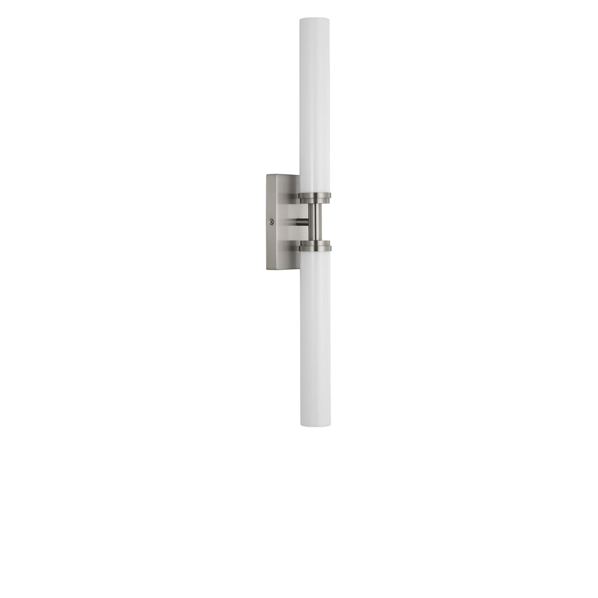 Shown in Brushed Nickel finish and White Acrylic shade