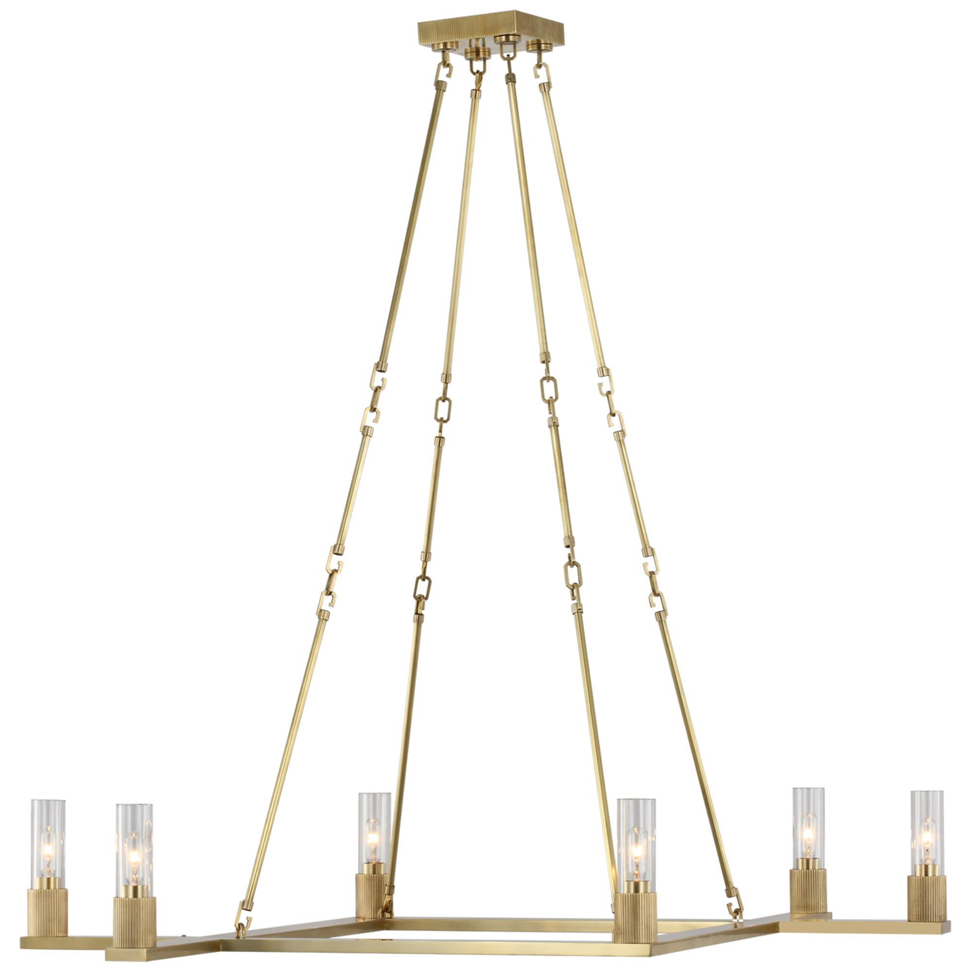 Shown in Antique Brass finish and Clear glass