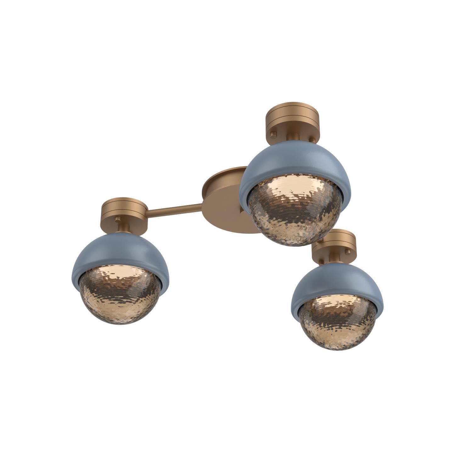 Shown in Novel Brass finish and Bronze glass and Poppy Blue accent