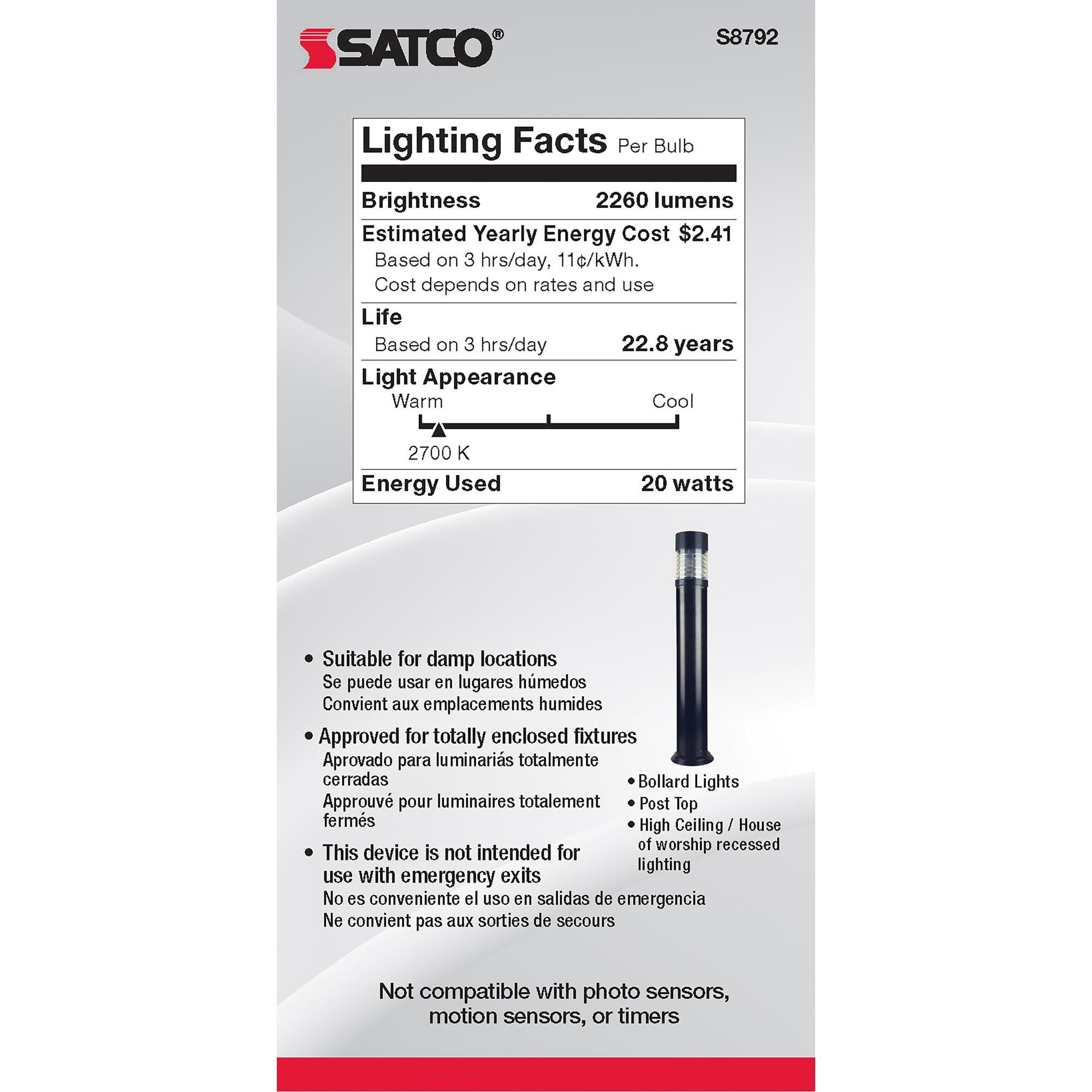 20 Watt 2700K A21 LED Light Bulb by Satco