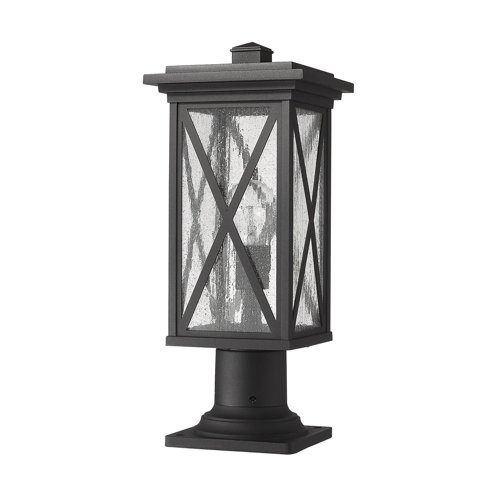 Shown in Black finish and Glass shade
