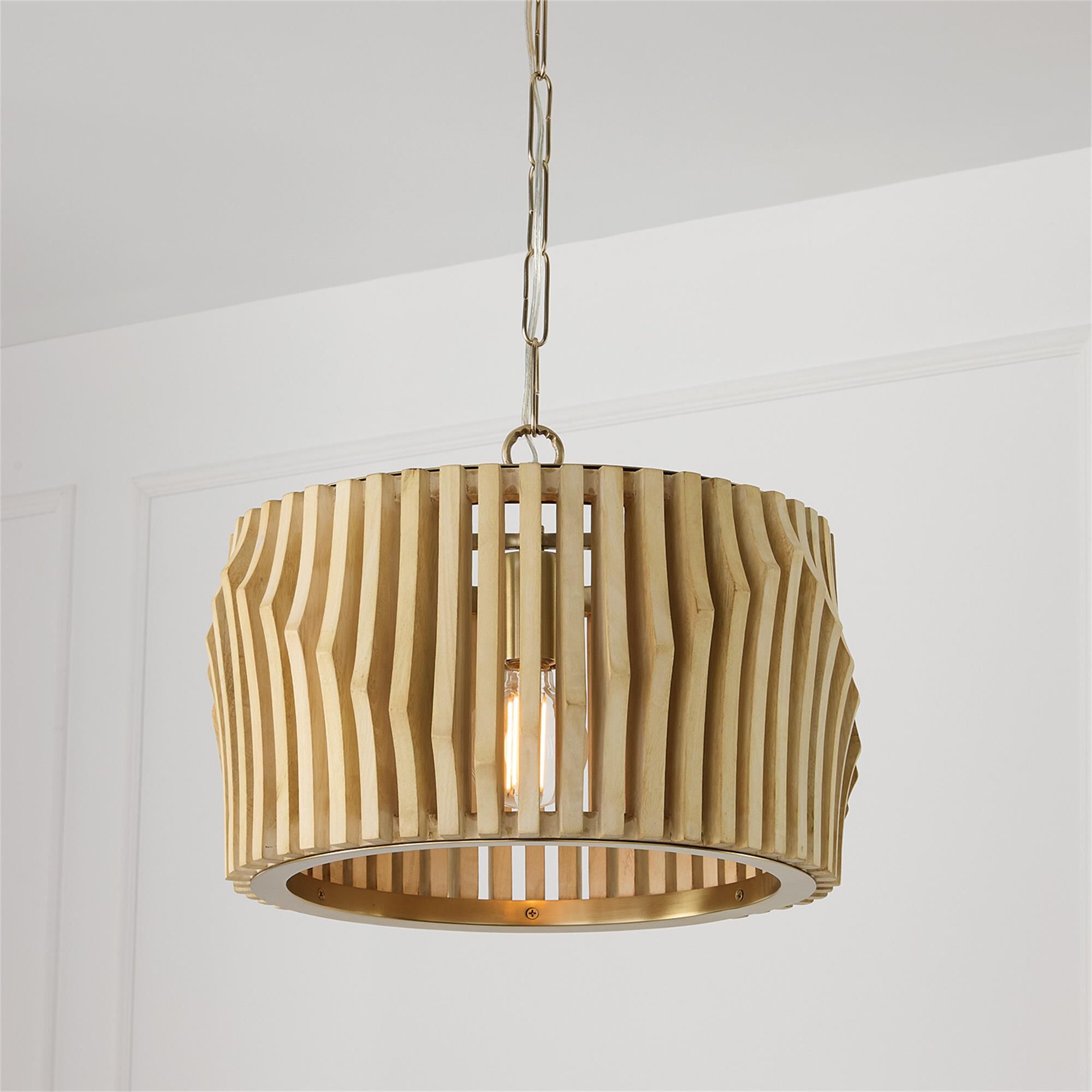 Shown in Blonde Wood And Matte Brass finish